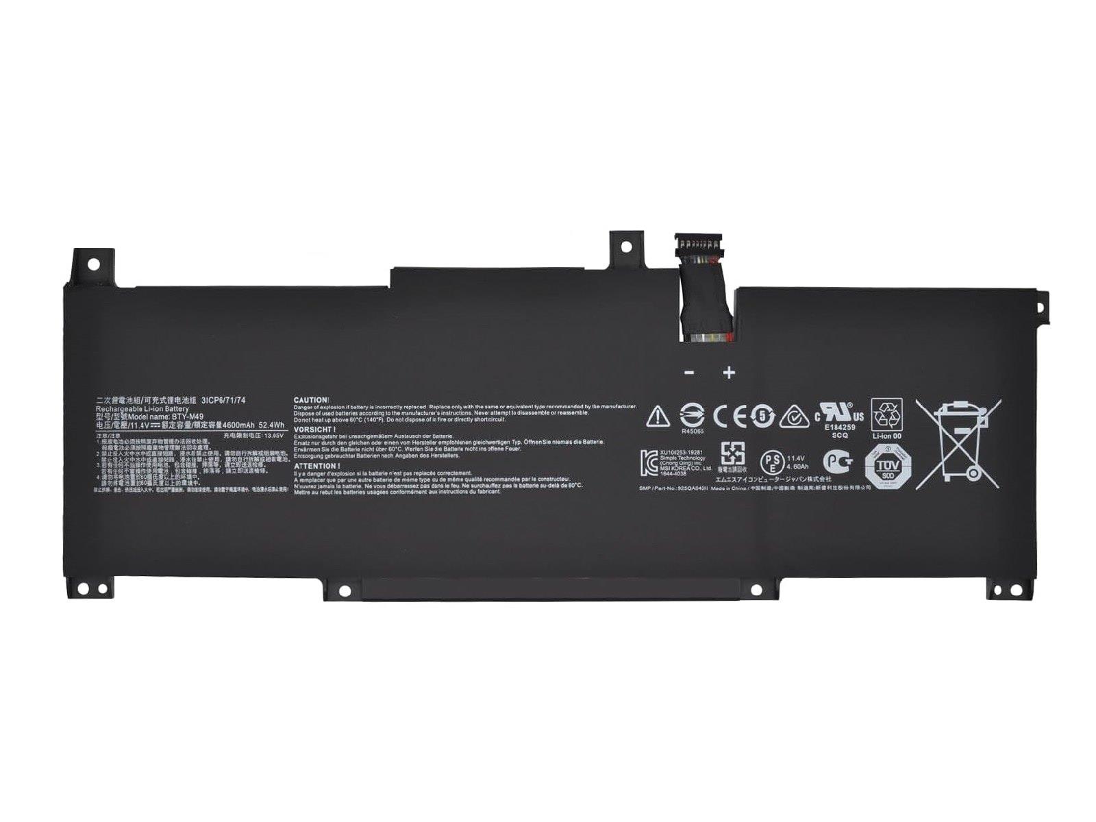 RETRO MSI BTY-M49 Notebook Bataryası - Ver.1 - Siyah Soket