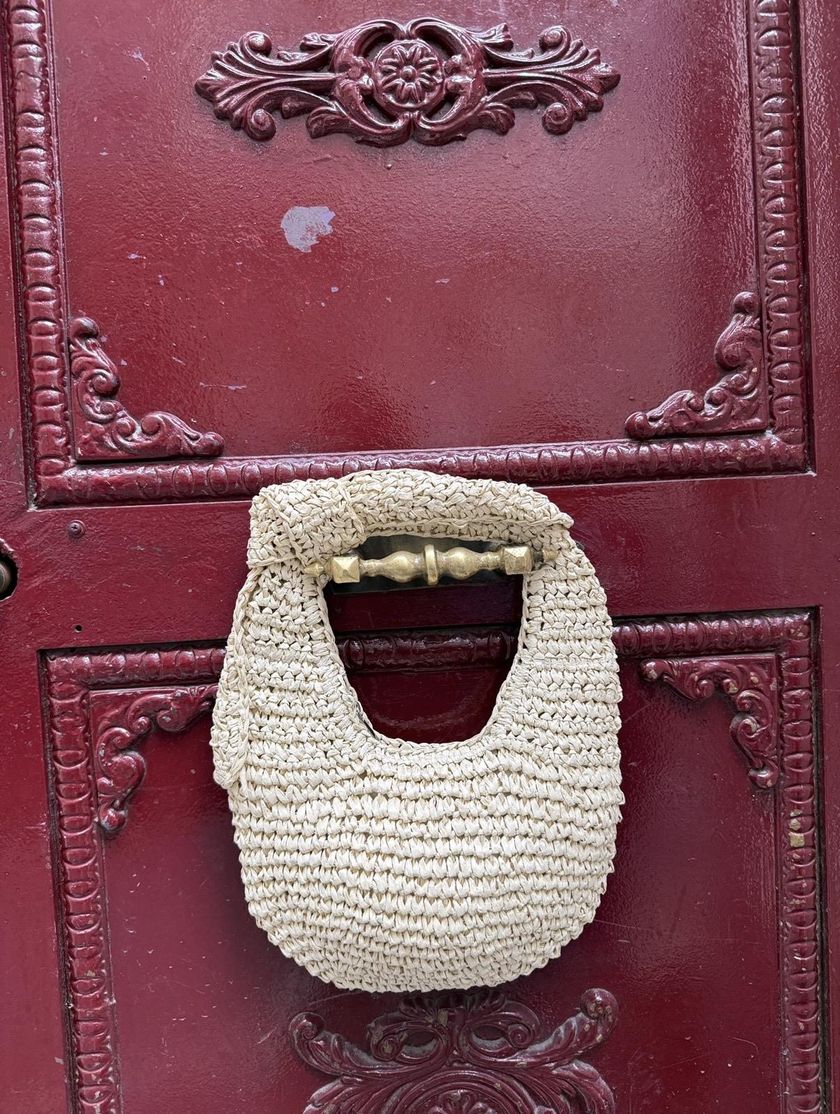 Bej Calypso Hasır Örgü Çanta