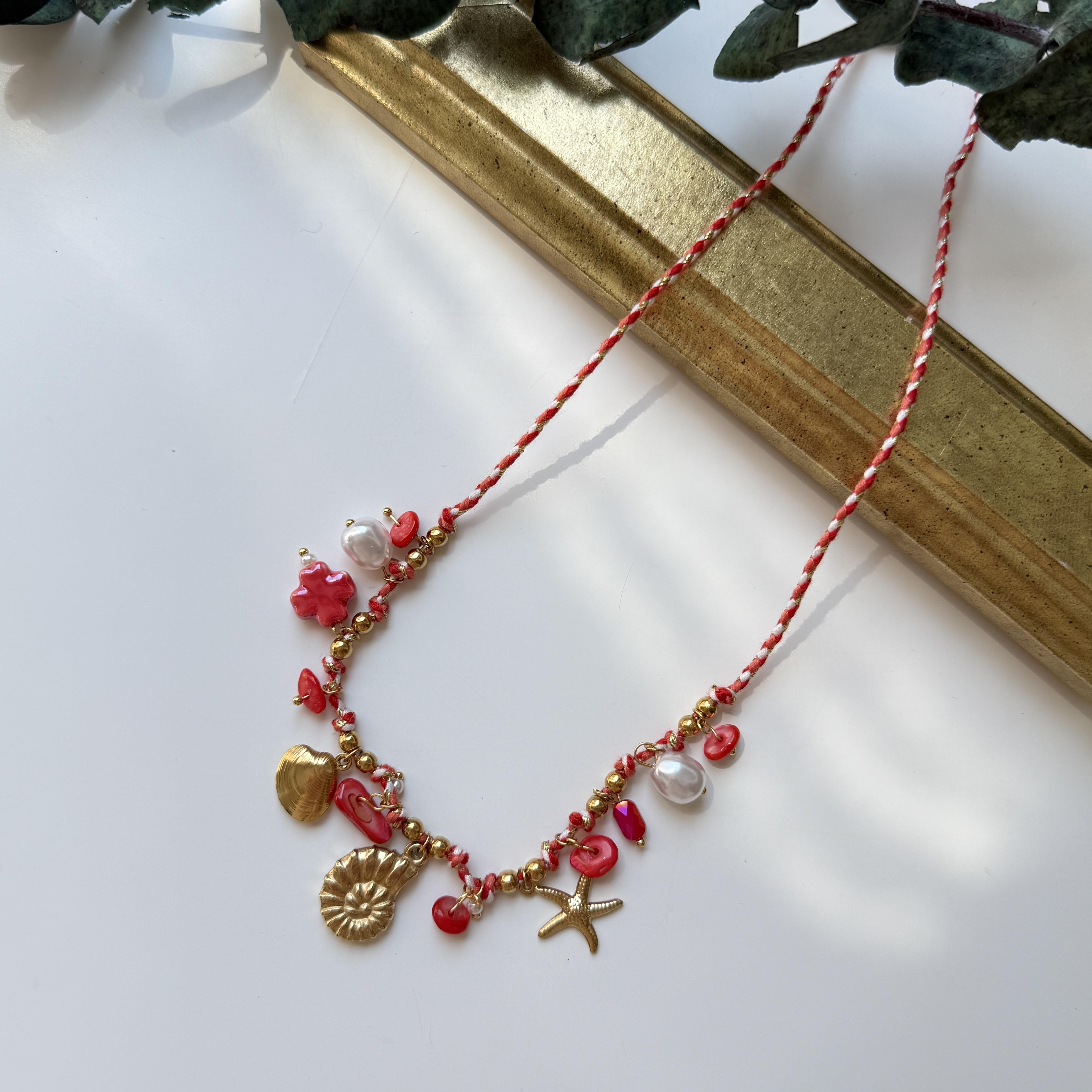 Fuşya İpli Charm Kolye