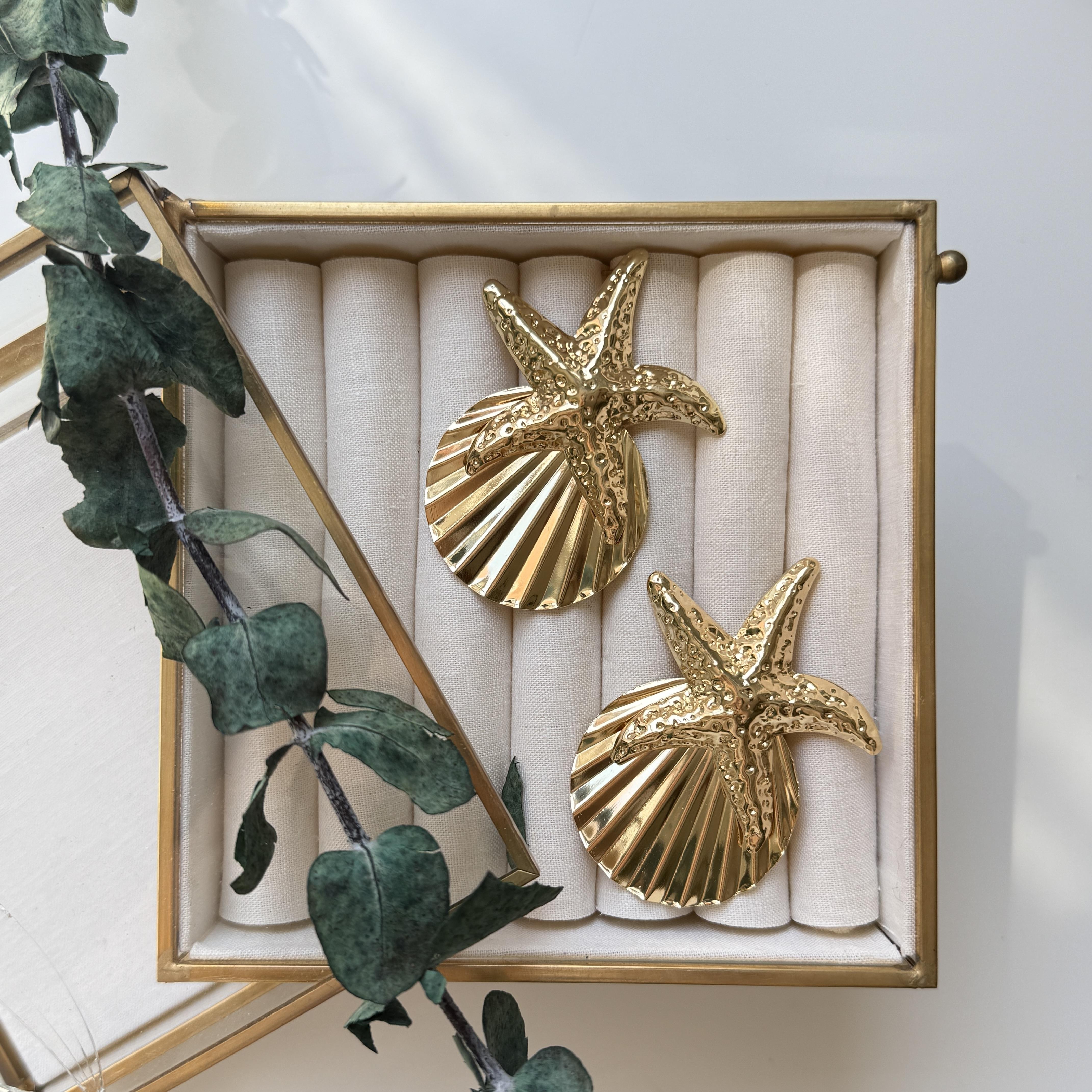 Gold Deniz Kabuğu&Yıldızı Küpe