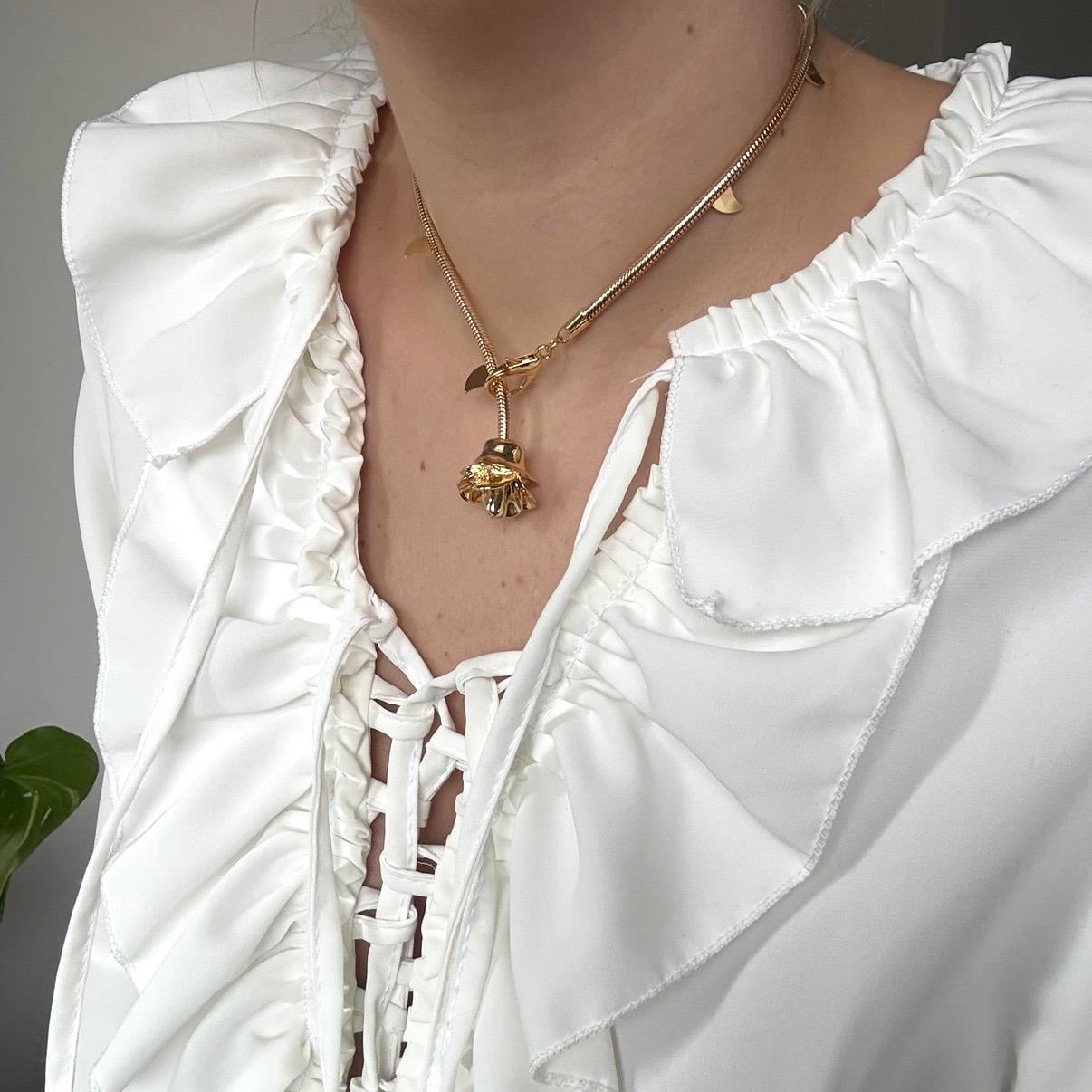 Gold Gül Choker Kolye
