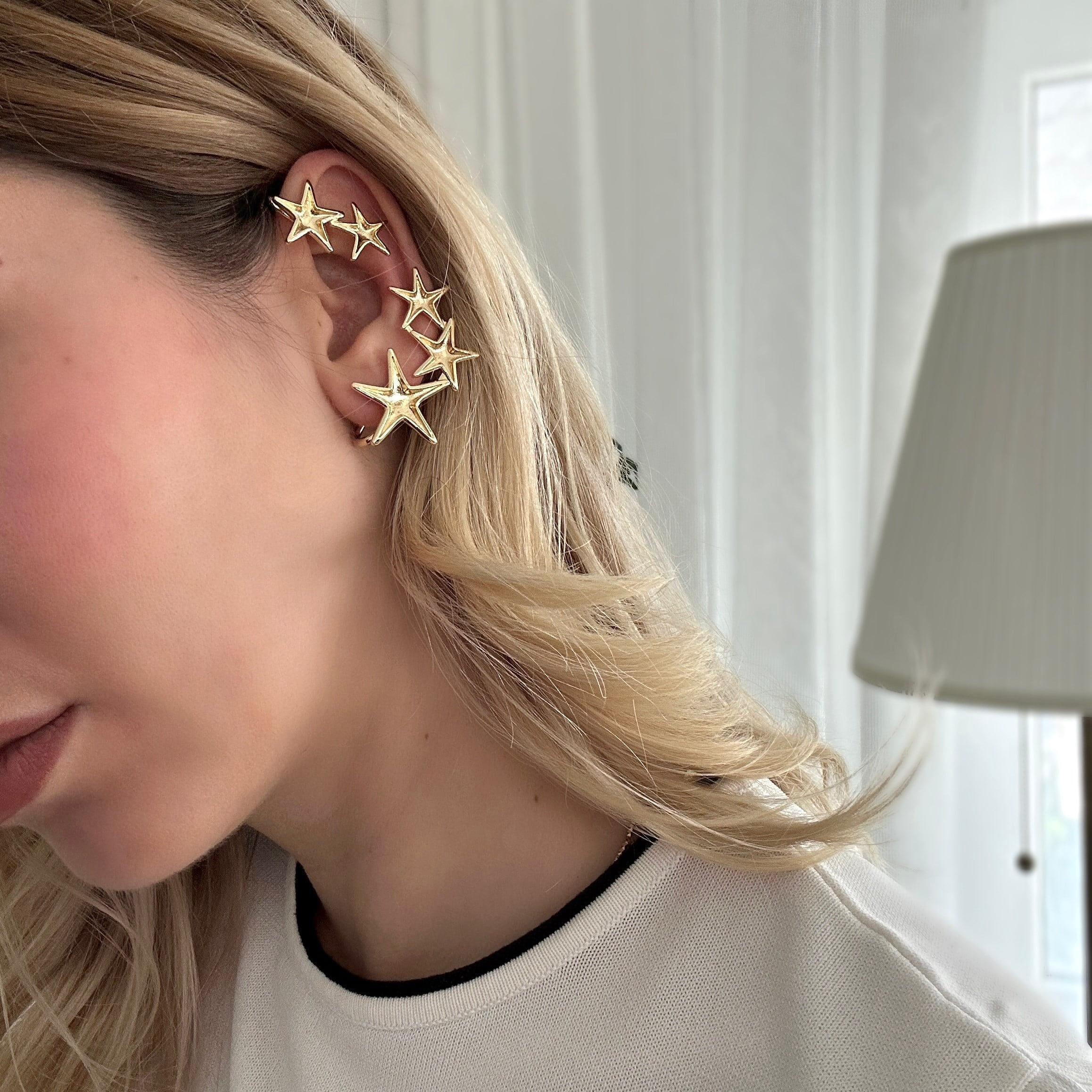 Gold Yıldız Earcuff Küpe
