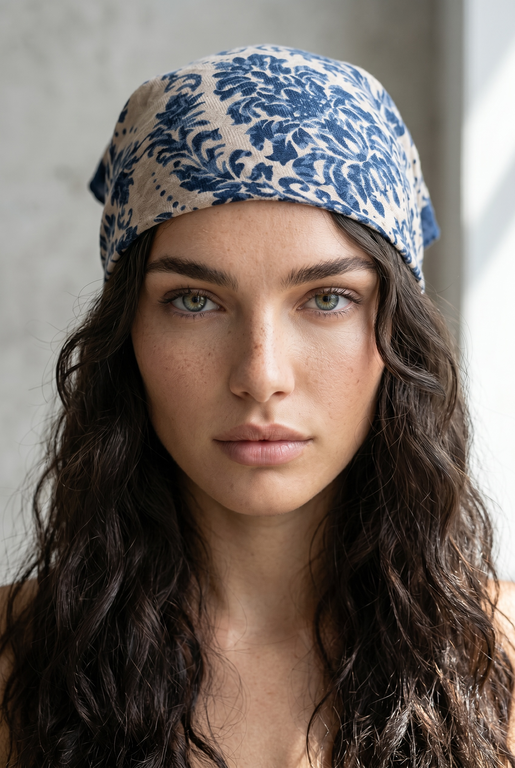 Lacivert Desenli Şal&Fular&Bandana 70X70