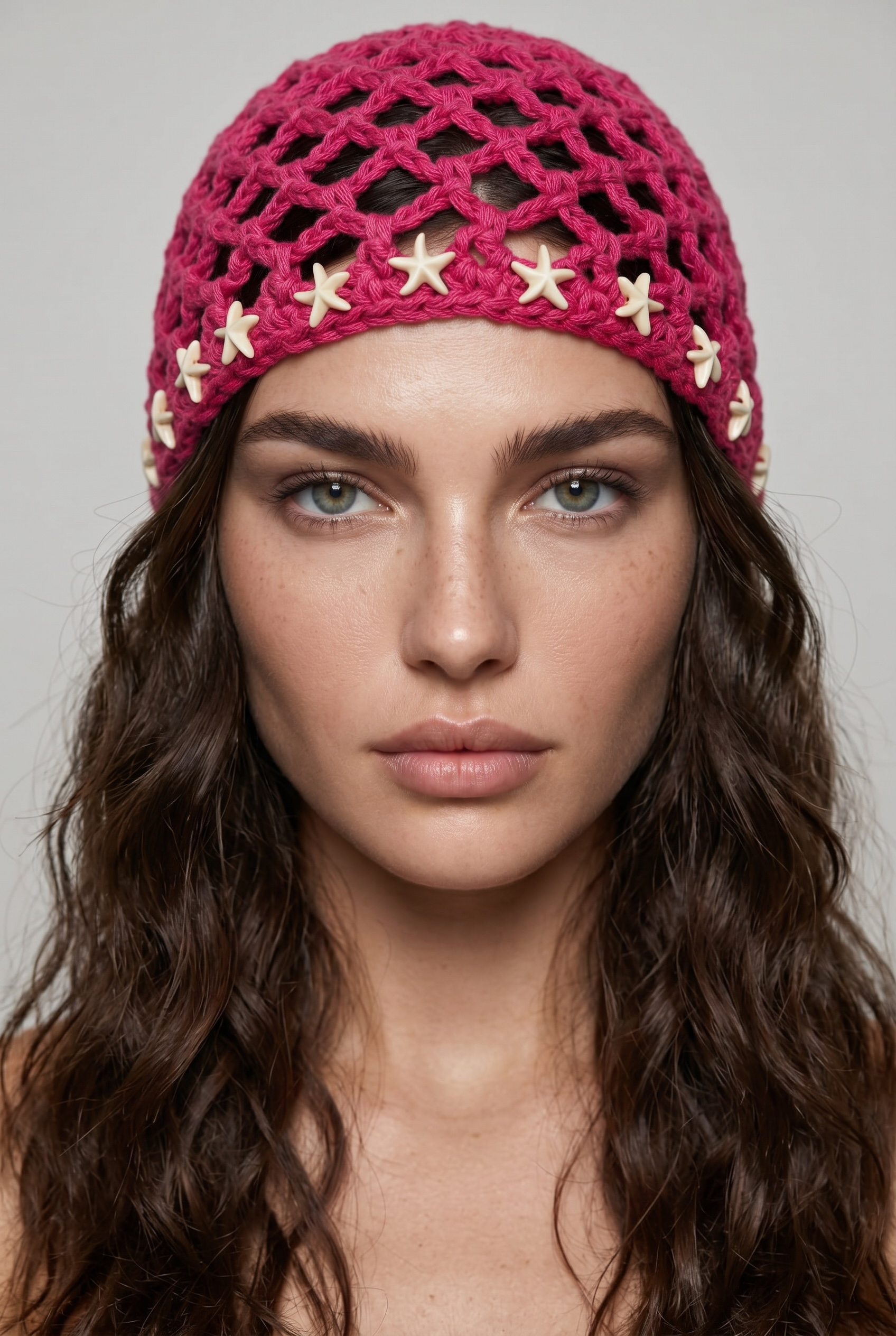Pembe Deniz Yıldızlı Yazlık Bere&Şapka