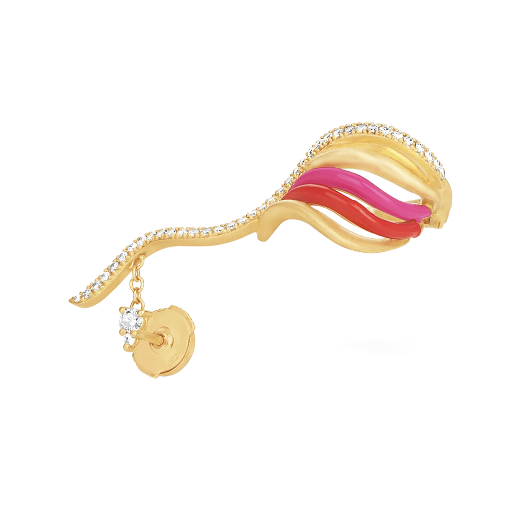 Pembe Mineli Taşlı Tasarım Earcuff