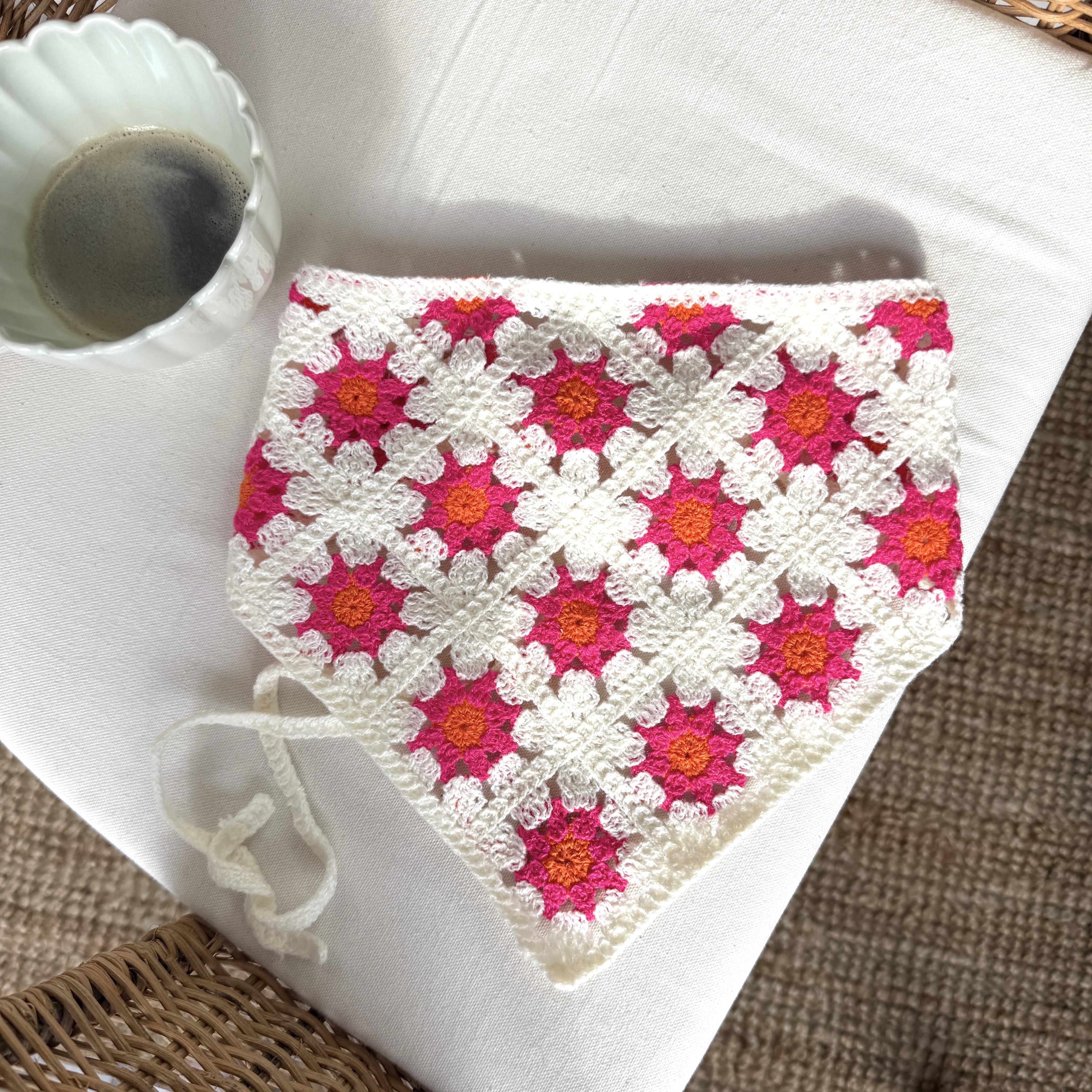 Pembe&Turuncu Örgü Üçgen Bandana