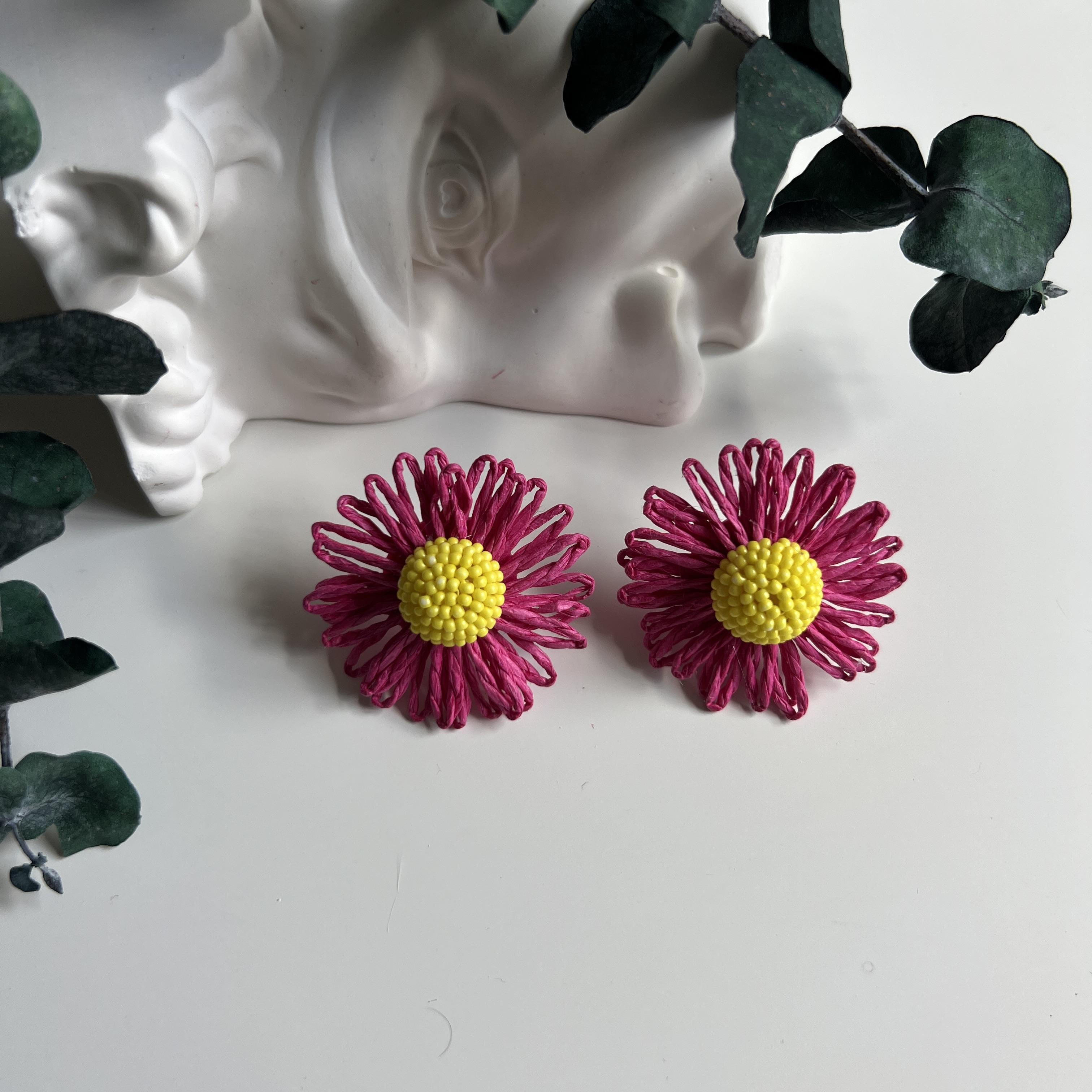 Sarı&Pembe Papatya Küpe