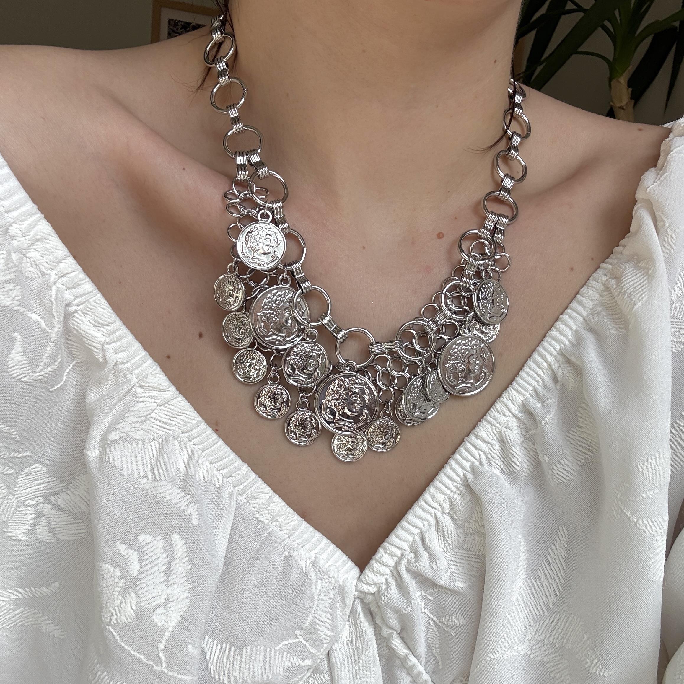 Silver 2 Sıra Madalyon Kolye