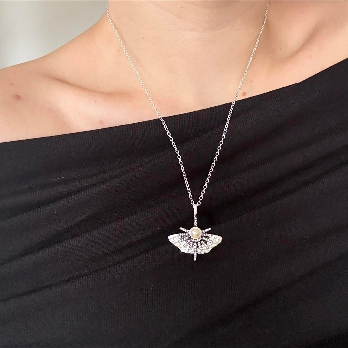 Silver Mat Taşlı&İncili Vintage Kolye