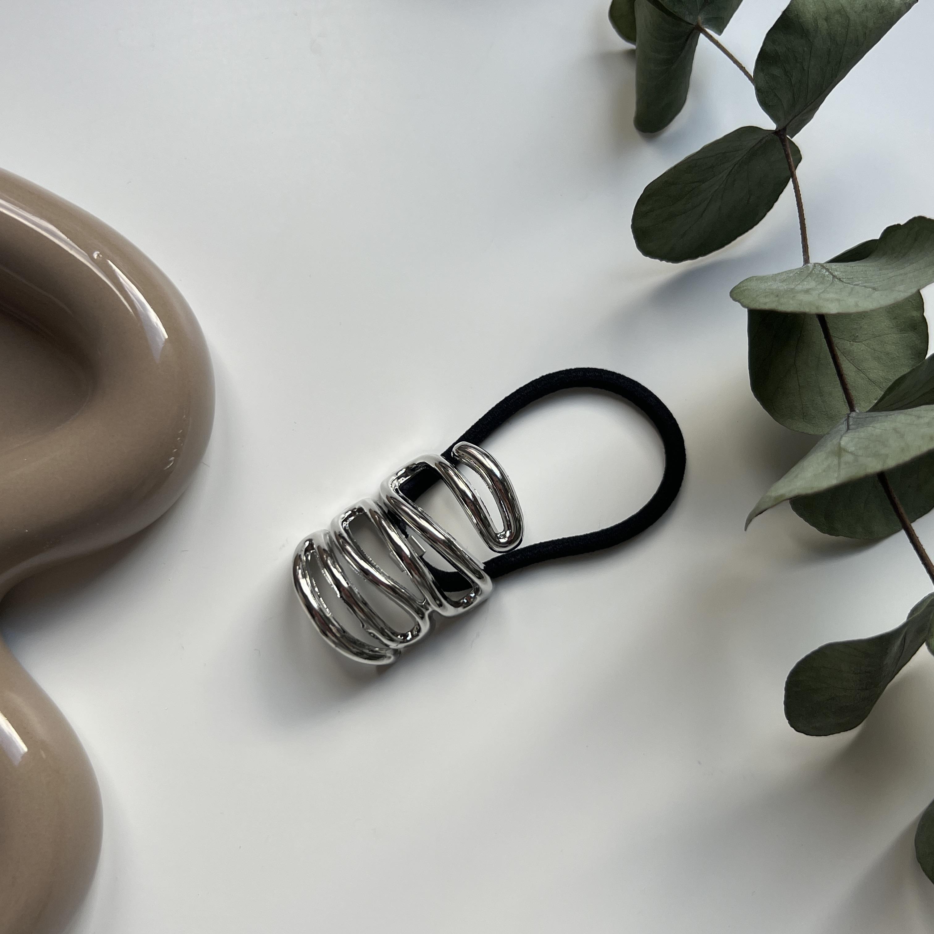 Silver Metal Spiral Lastik Toka