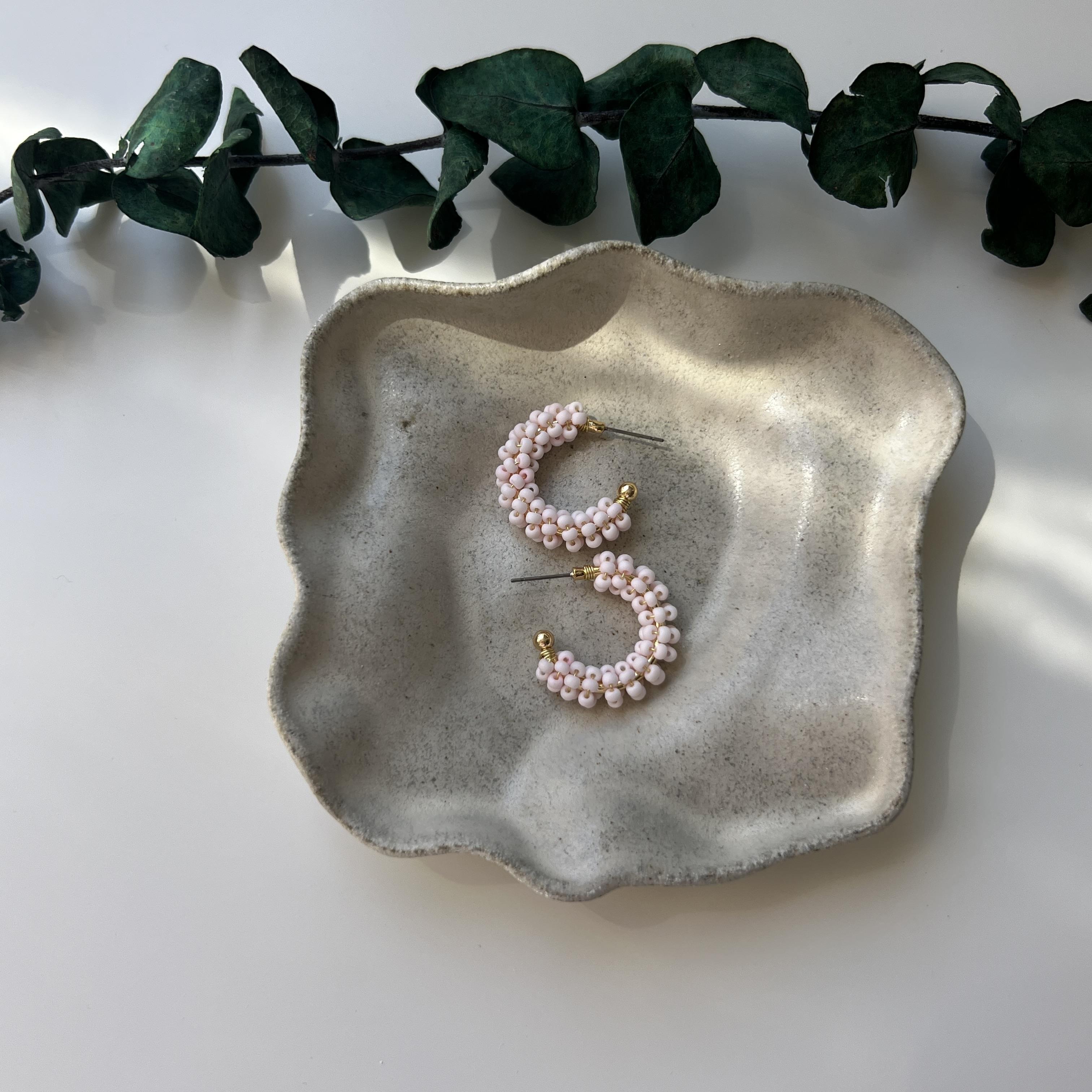 Soft Pembe Boncuklu Halka Küpe