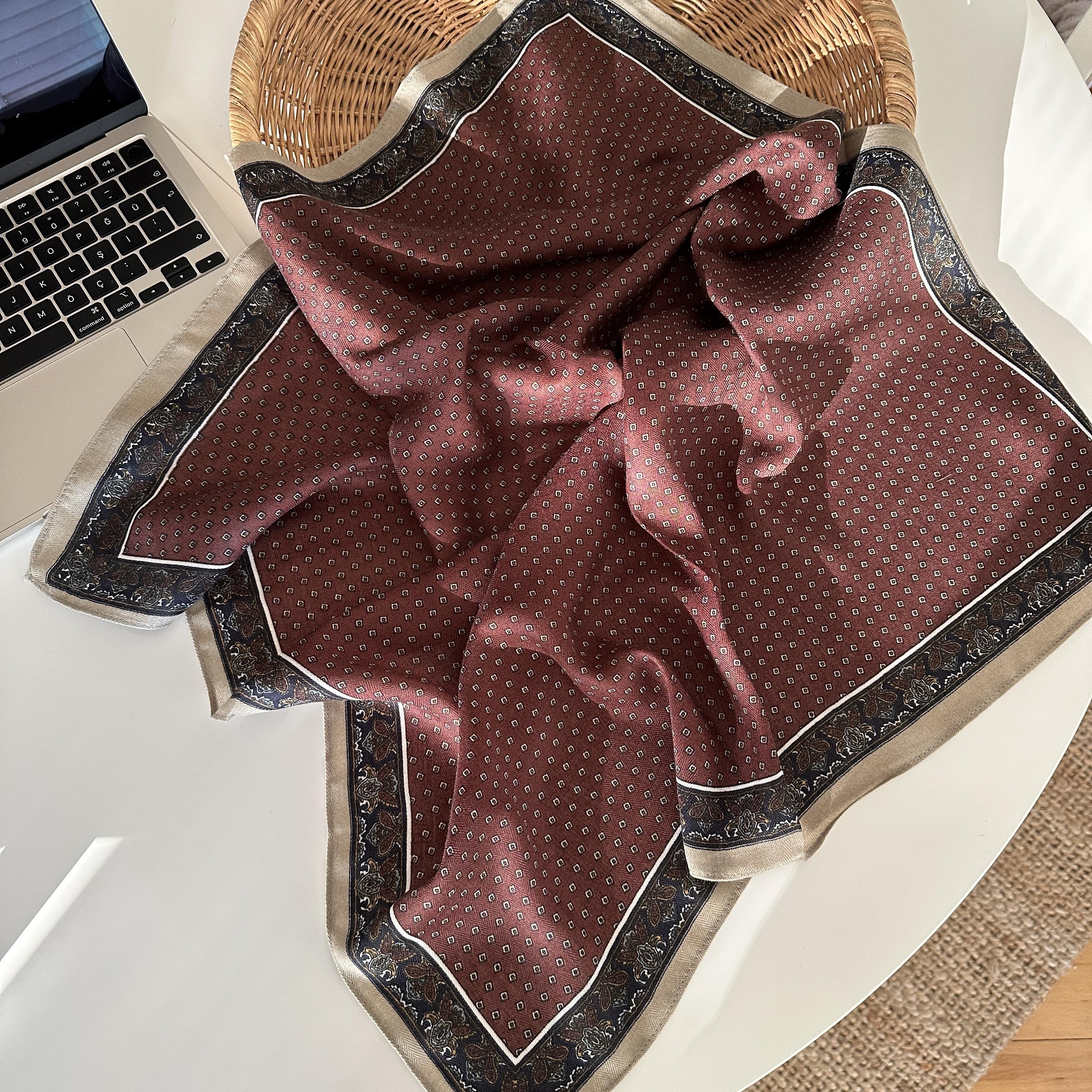 Vintage Desenli Şal&Fular&Bandana 70X70