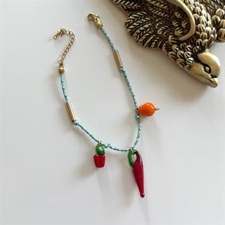 Çelik Murano Meyve Charmlı İp Halhal