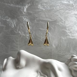 Gold Ters Sallantı Kalp Küpe
