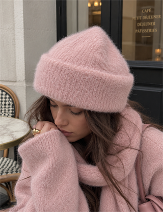 Pembe Sakallı Yumoş Peluş Bere&Şapka