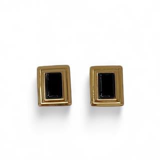 Siyah Taşlı Dikdörtgen Vintage Küpe