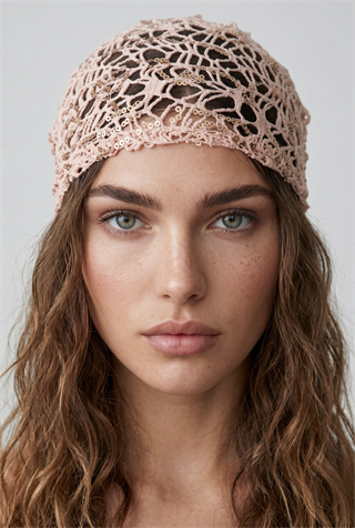 Somon Pullu Üçgen Örgü Bandana&Şal