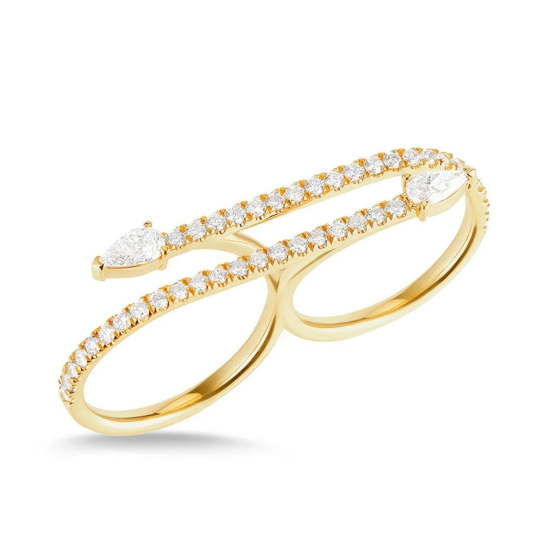 2li Görünüm Taşlı Ok Yüzük