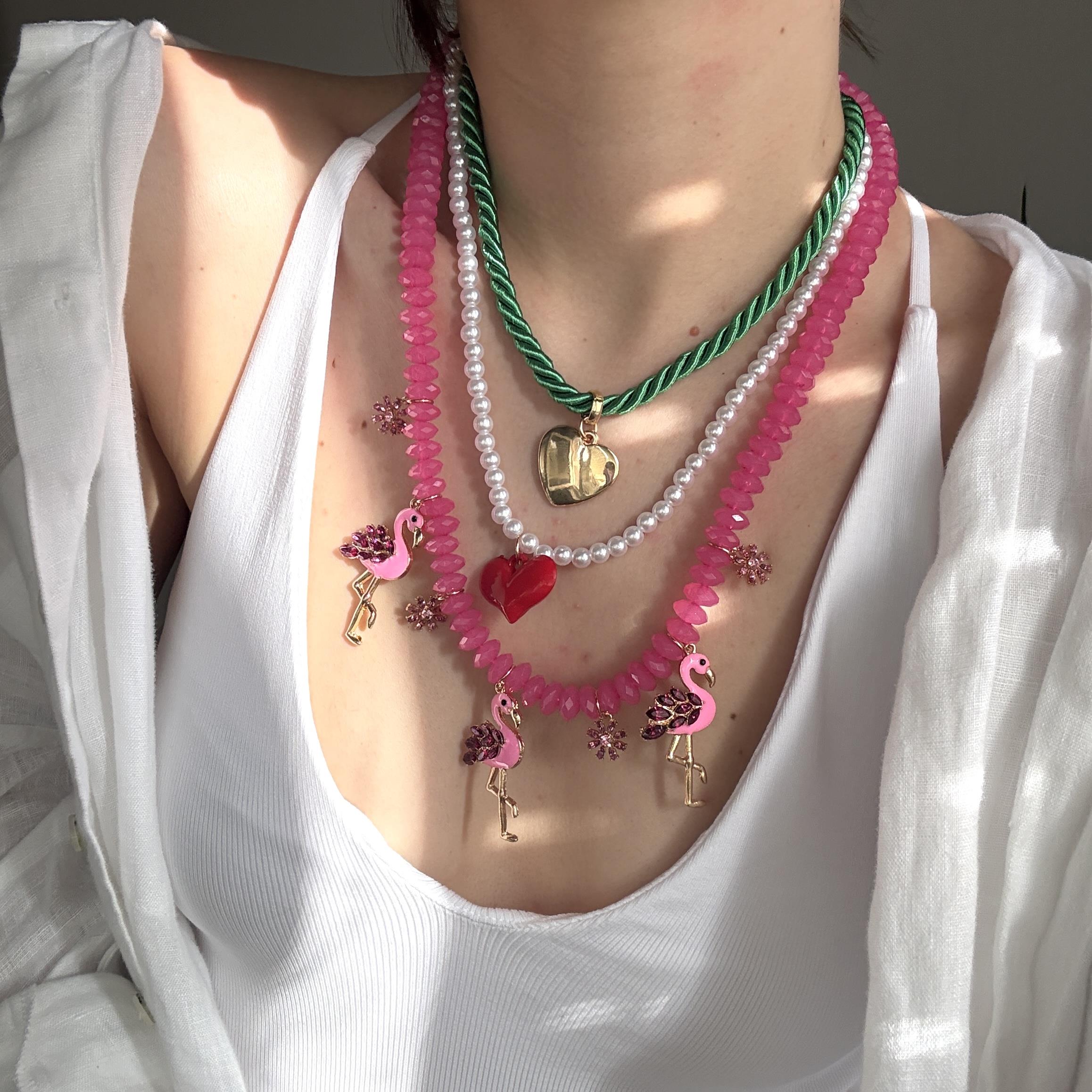 3lü Filamingo Charmlı Kolye