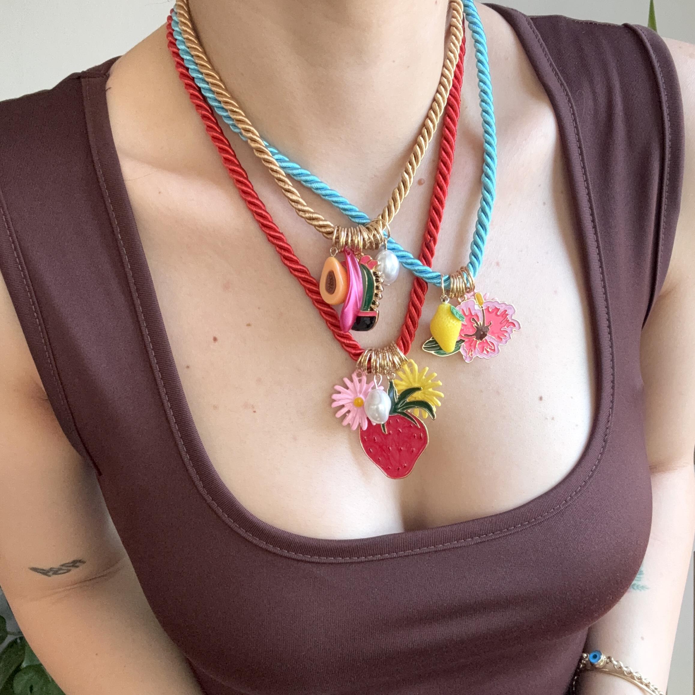 3lü Renkli Halat Charm Kolye