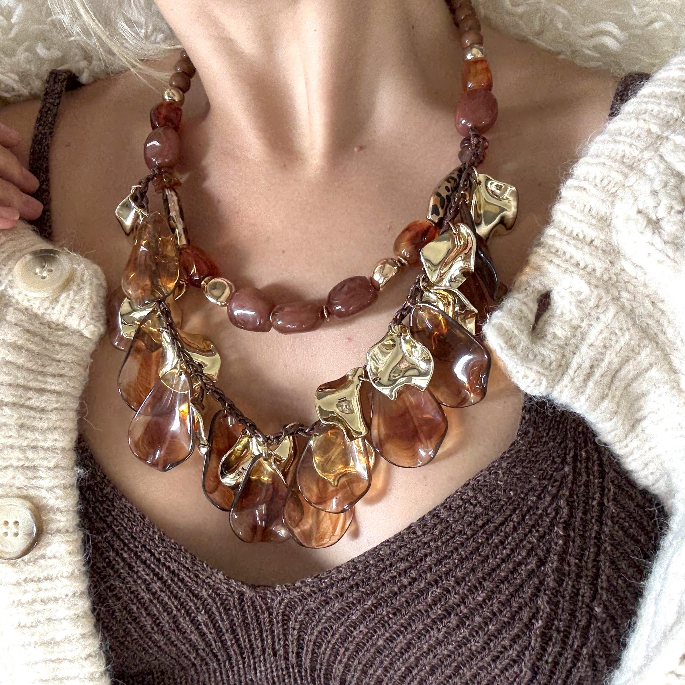 Akrilik 2li Tasarım Kolye