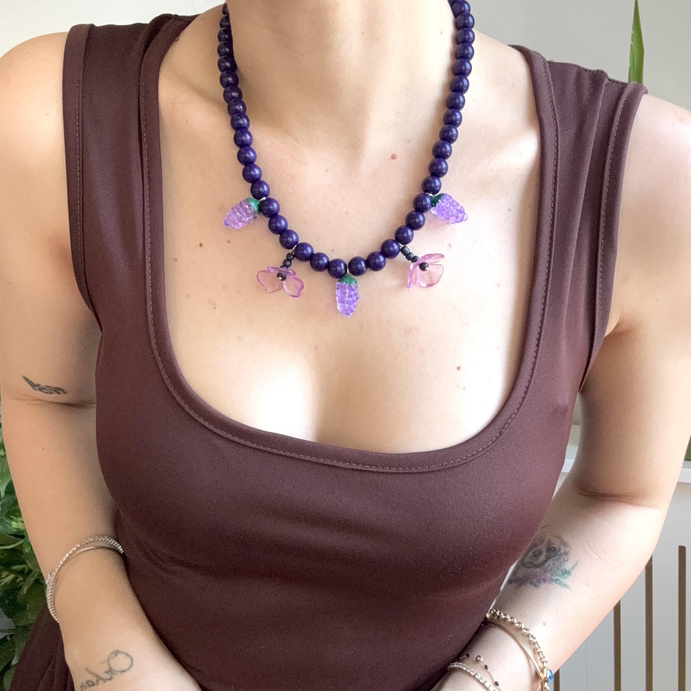 Boncuklu Üzüm Kolye