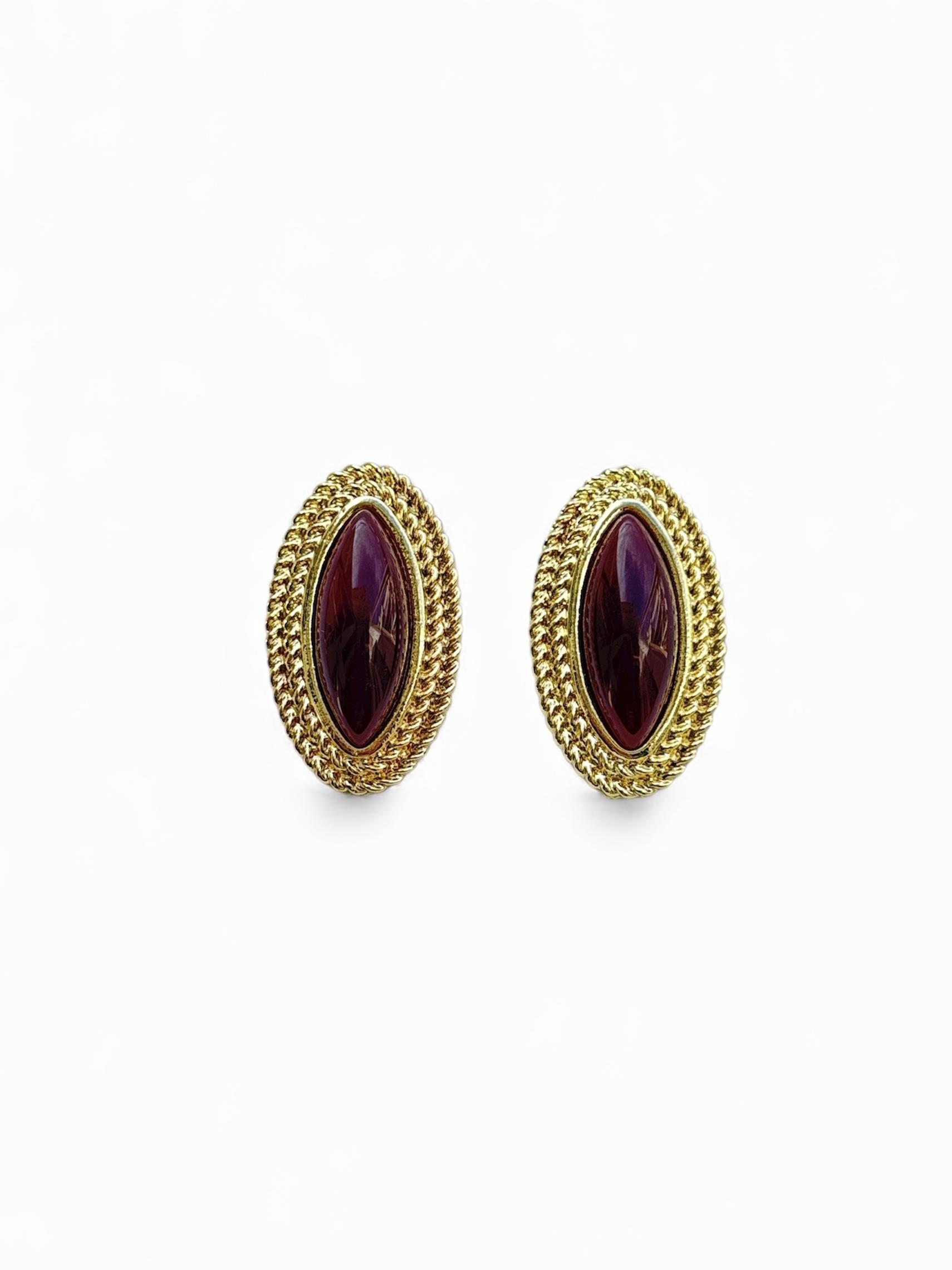 Bordo Oval Vintage Küpe