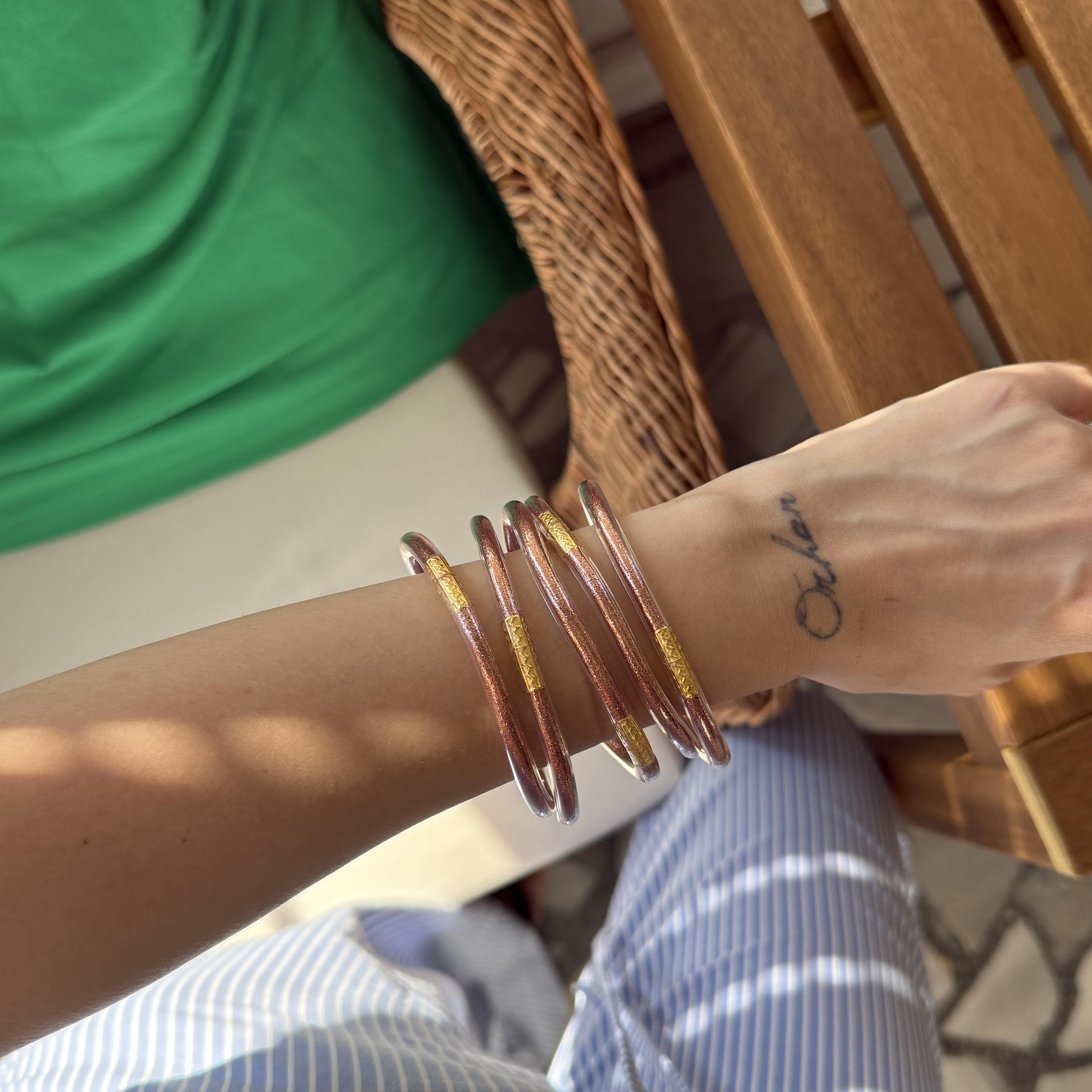 Bronz Plastik Simli Bilezik Seti