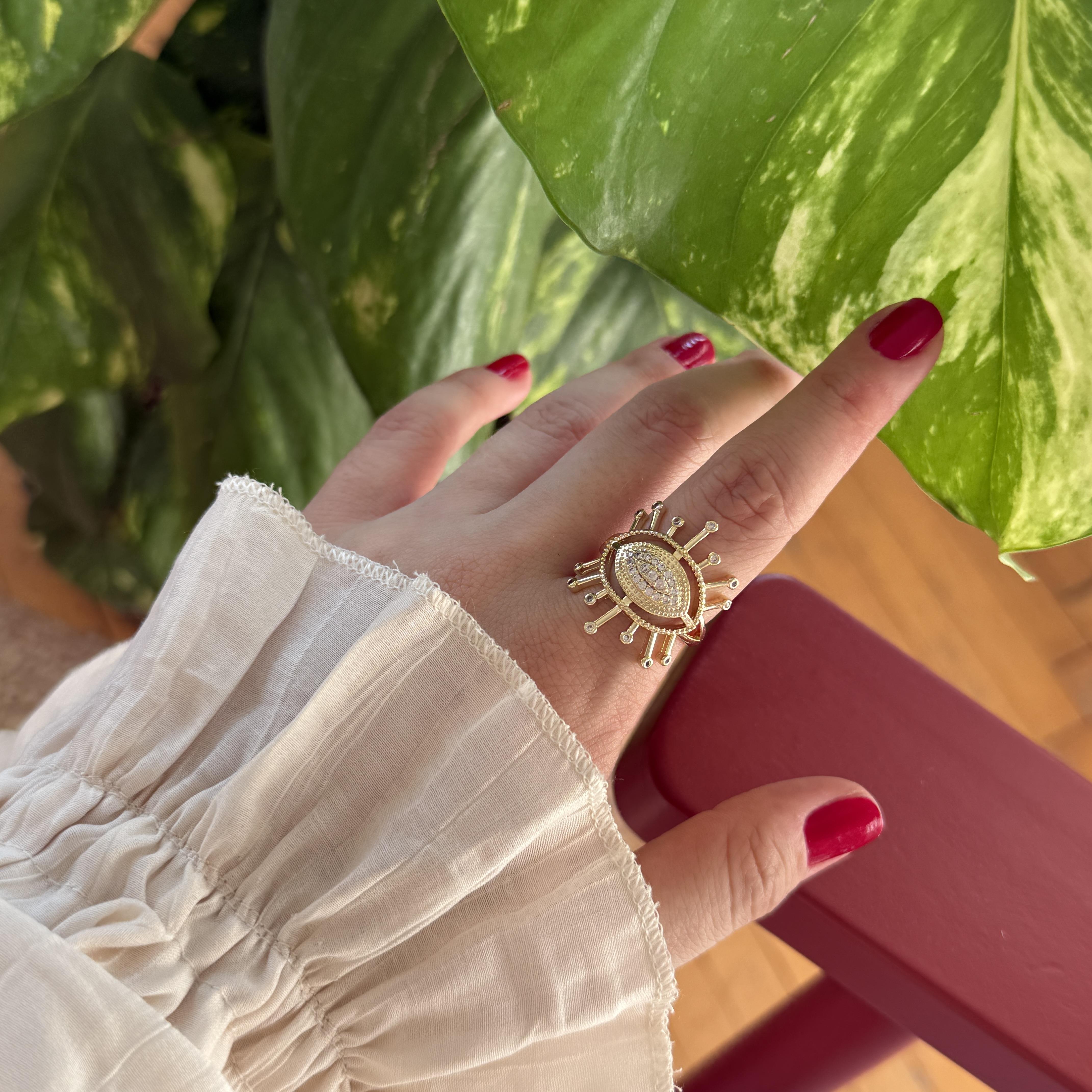 Büyük Taşlı Göz Yüzük