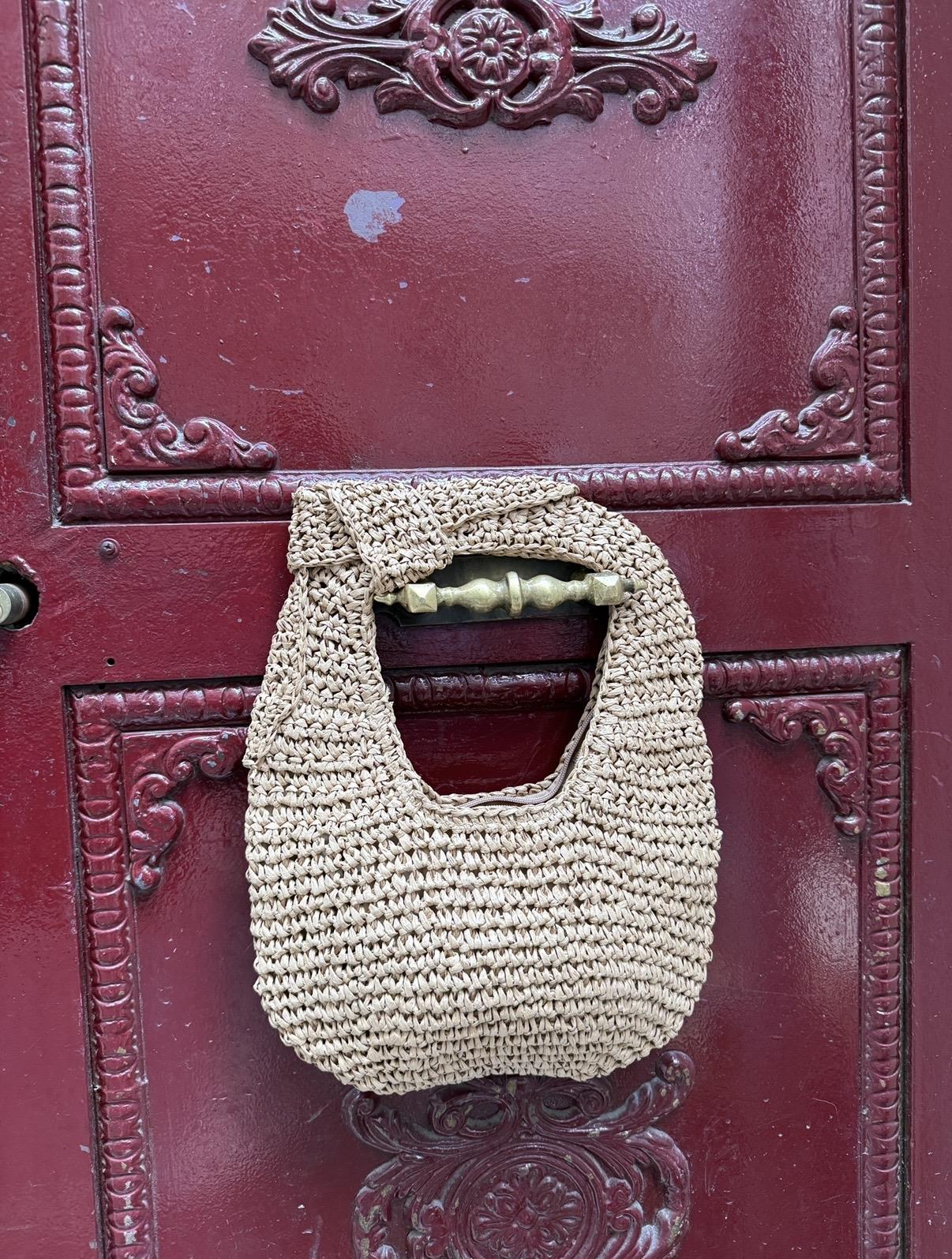 Camel Calypso Hasır Örgü Çanta