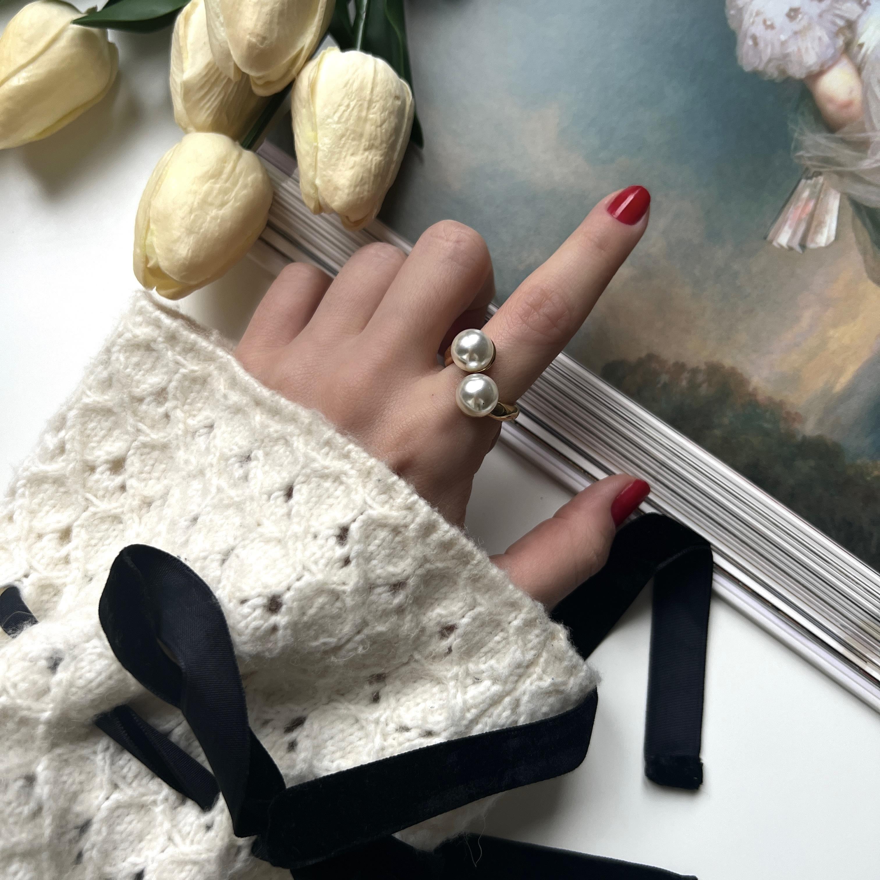 Çelik 2li İnci Yüzük