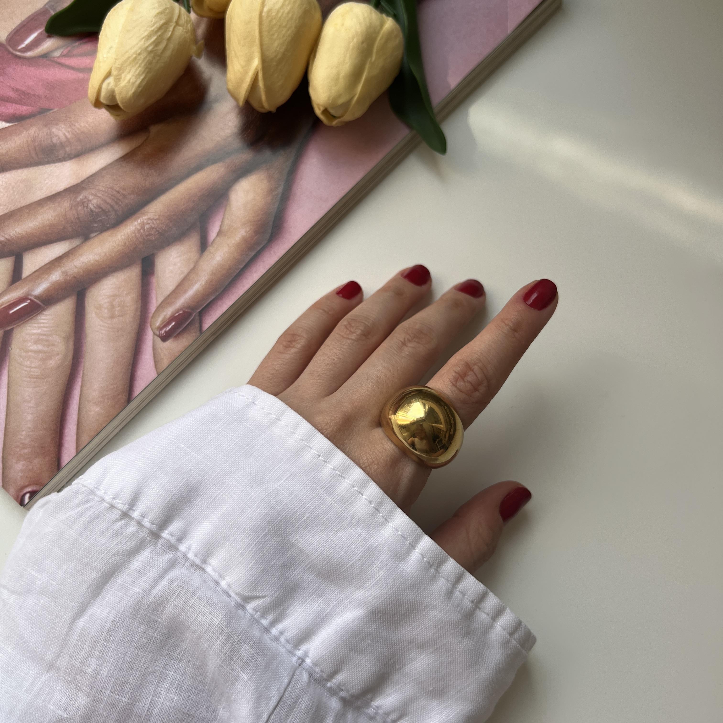 Çelik Gold Bombe Yüzük