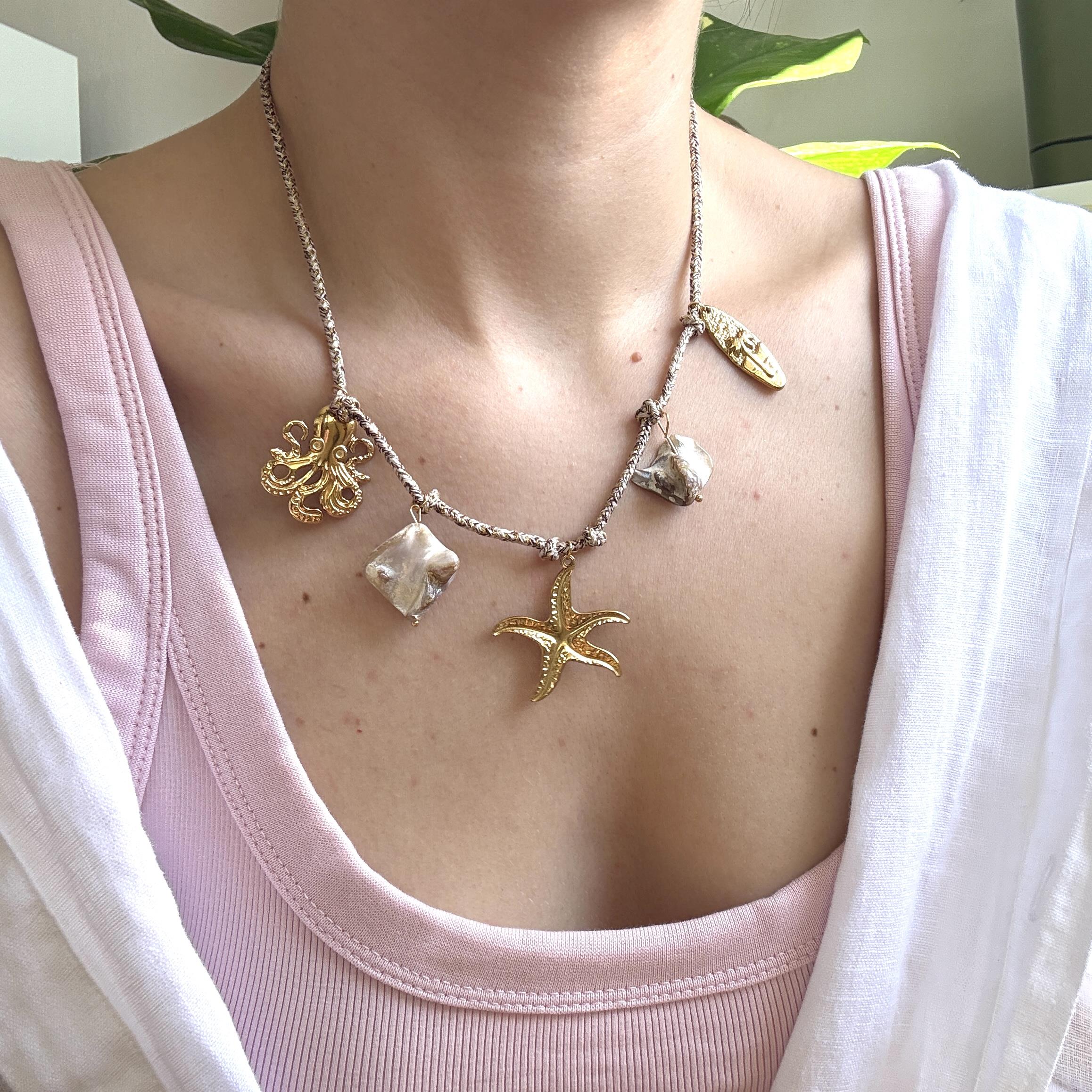 Çelik İpli Ahtapot Charm Kolye