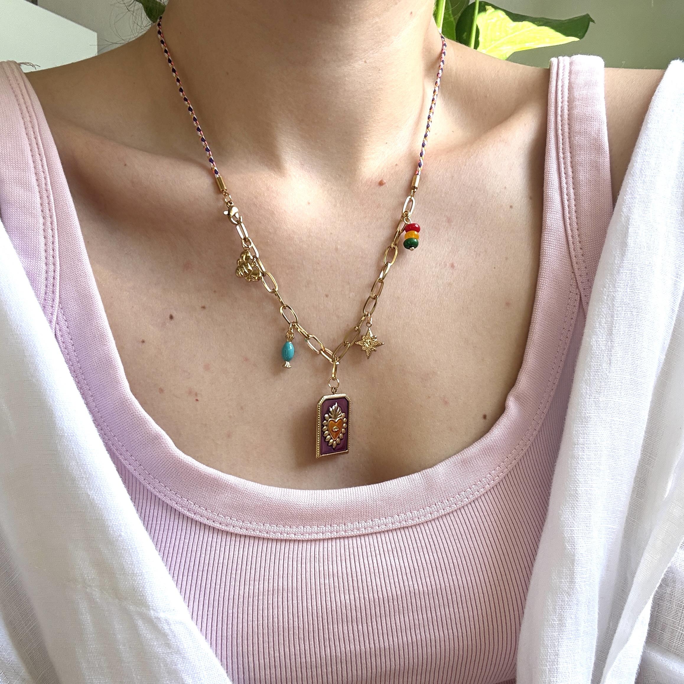 Çelik İpli Plaka Charm Kolye