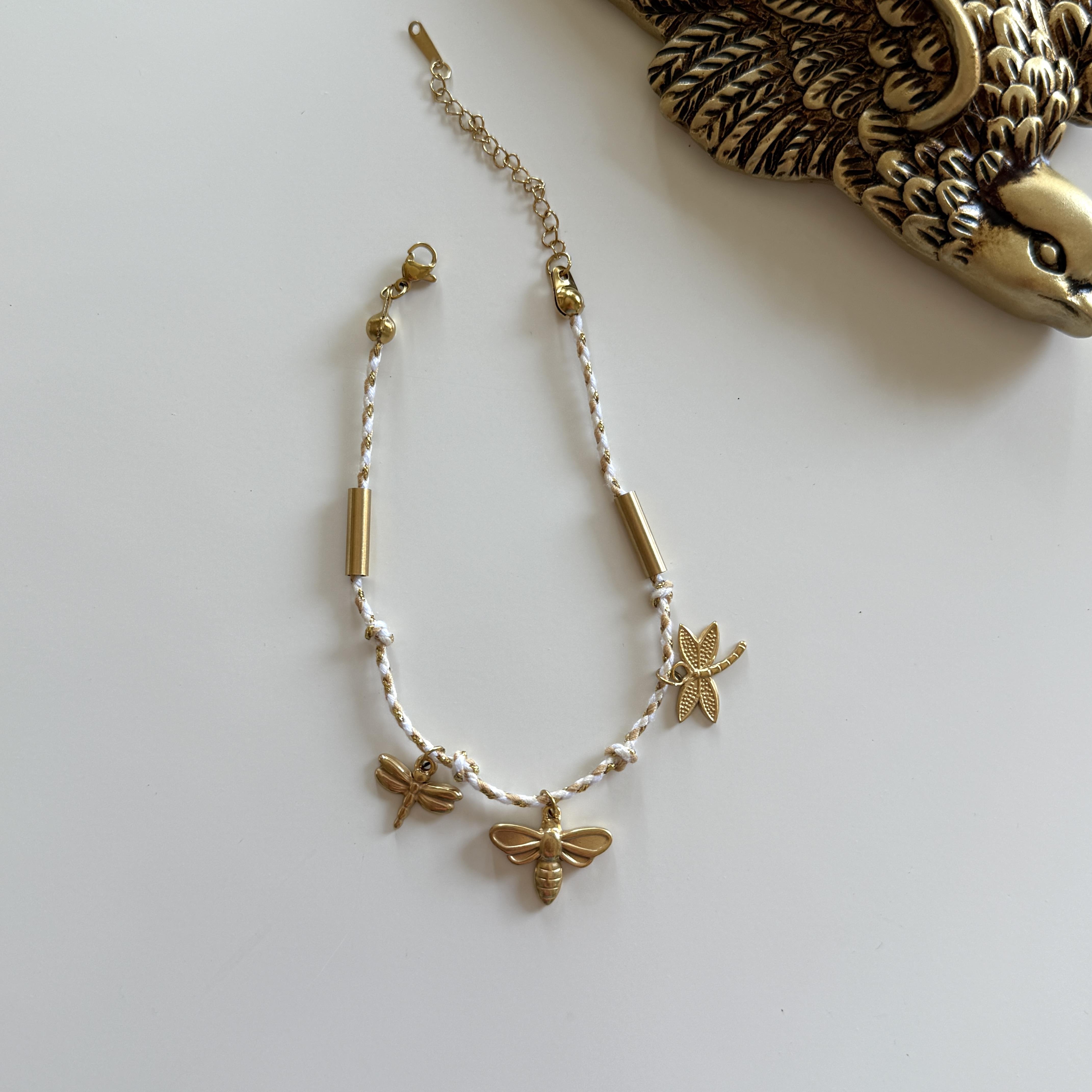 Çelik Kelebek Charmlı İp Halhal