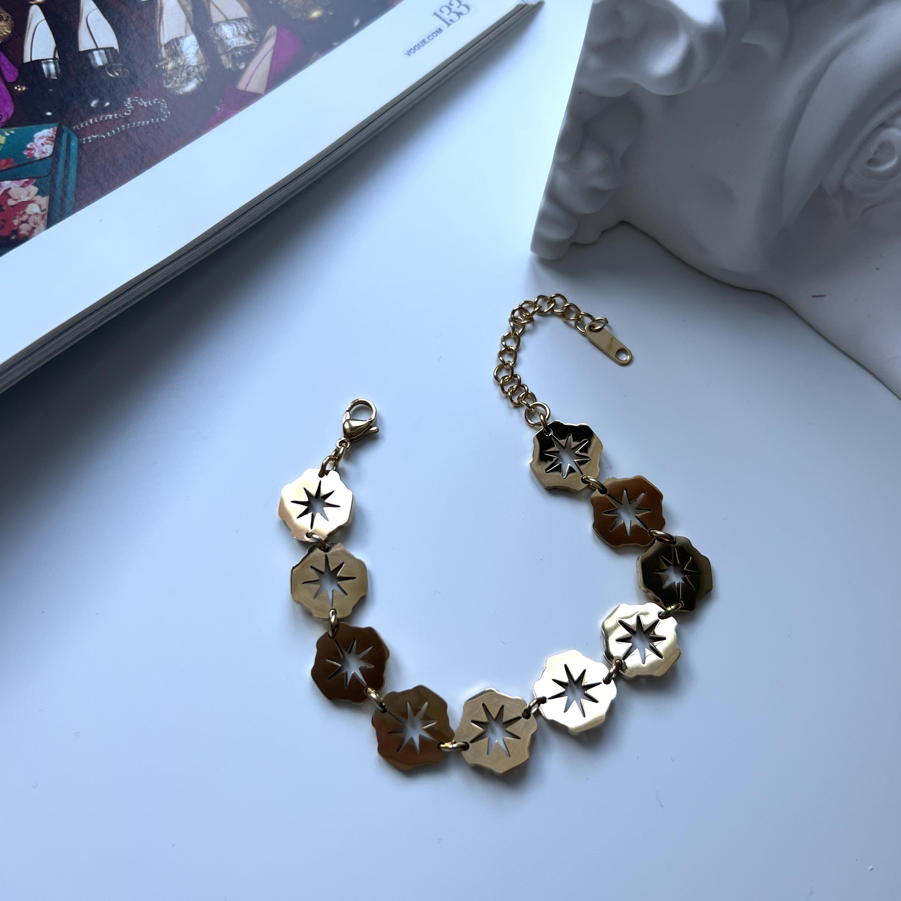 Çelik Plaka Kuzey Yıldızı Bileklik