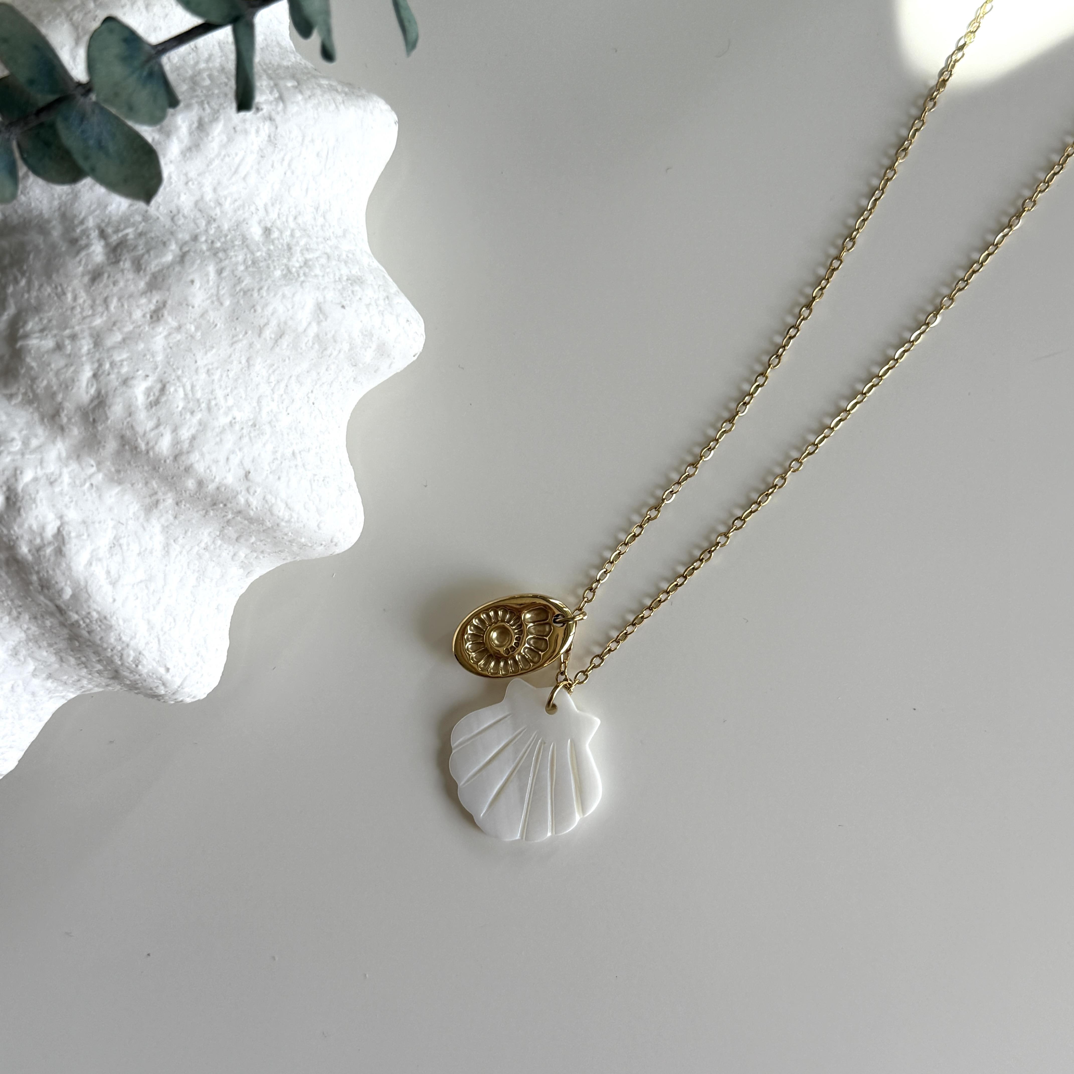 Çelik Sedefli Deniz Kabuğu Kolye