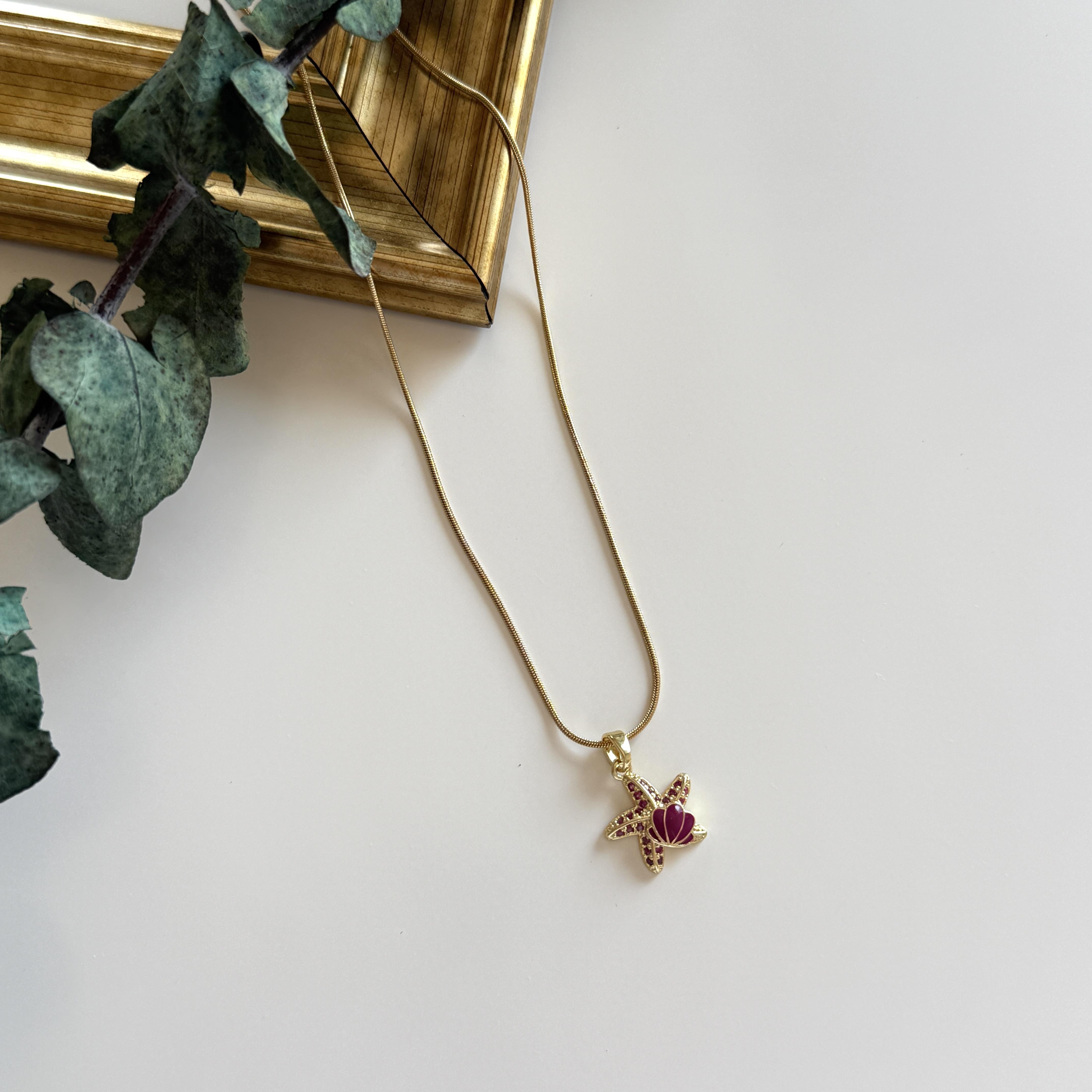 Çelik Taşlı Deniz Yıldızı Kolye