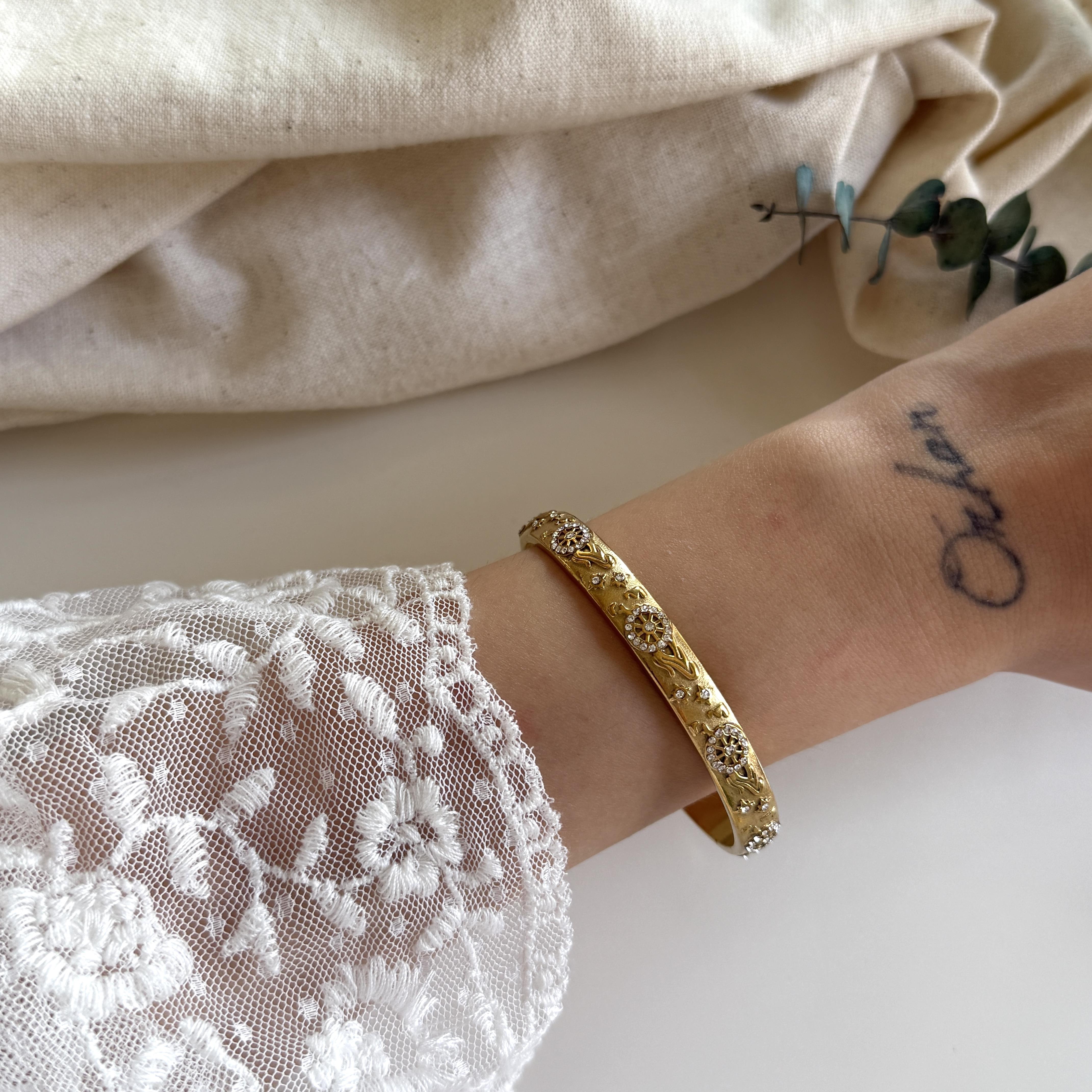 Çelik Taşlı Vintage Bilezik