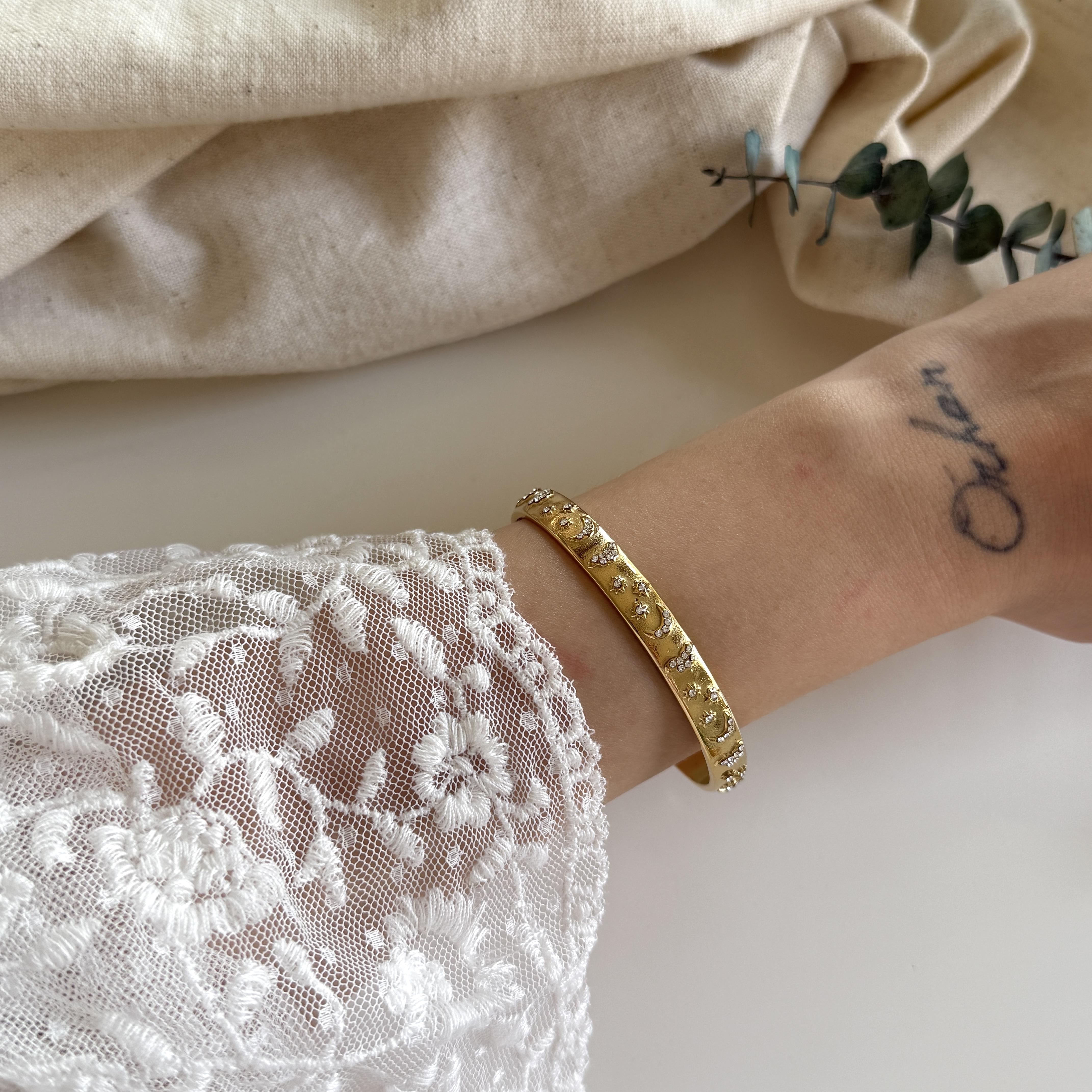 Çelik Taşlı Yıldız&Ay Bilezik