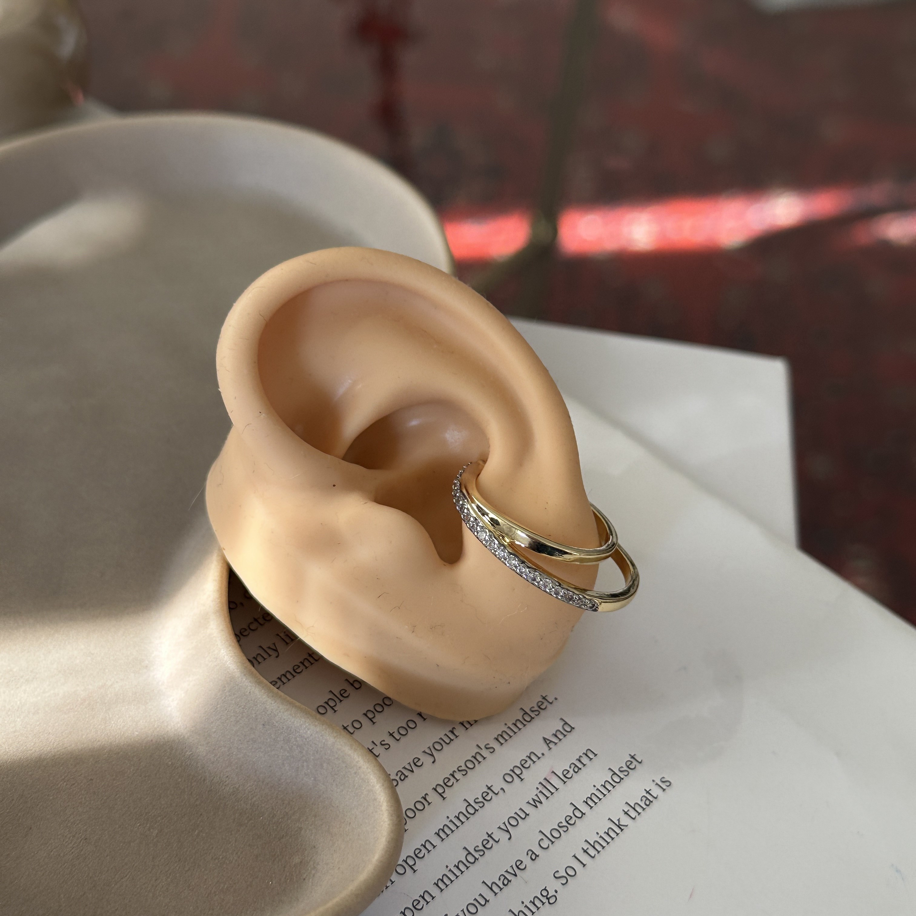 Çift Görünümlü Taşlı Earcuff Küpe