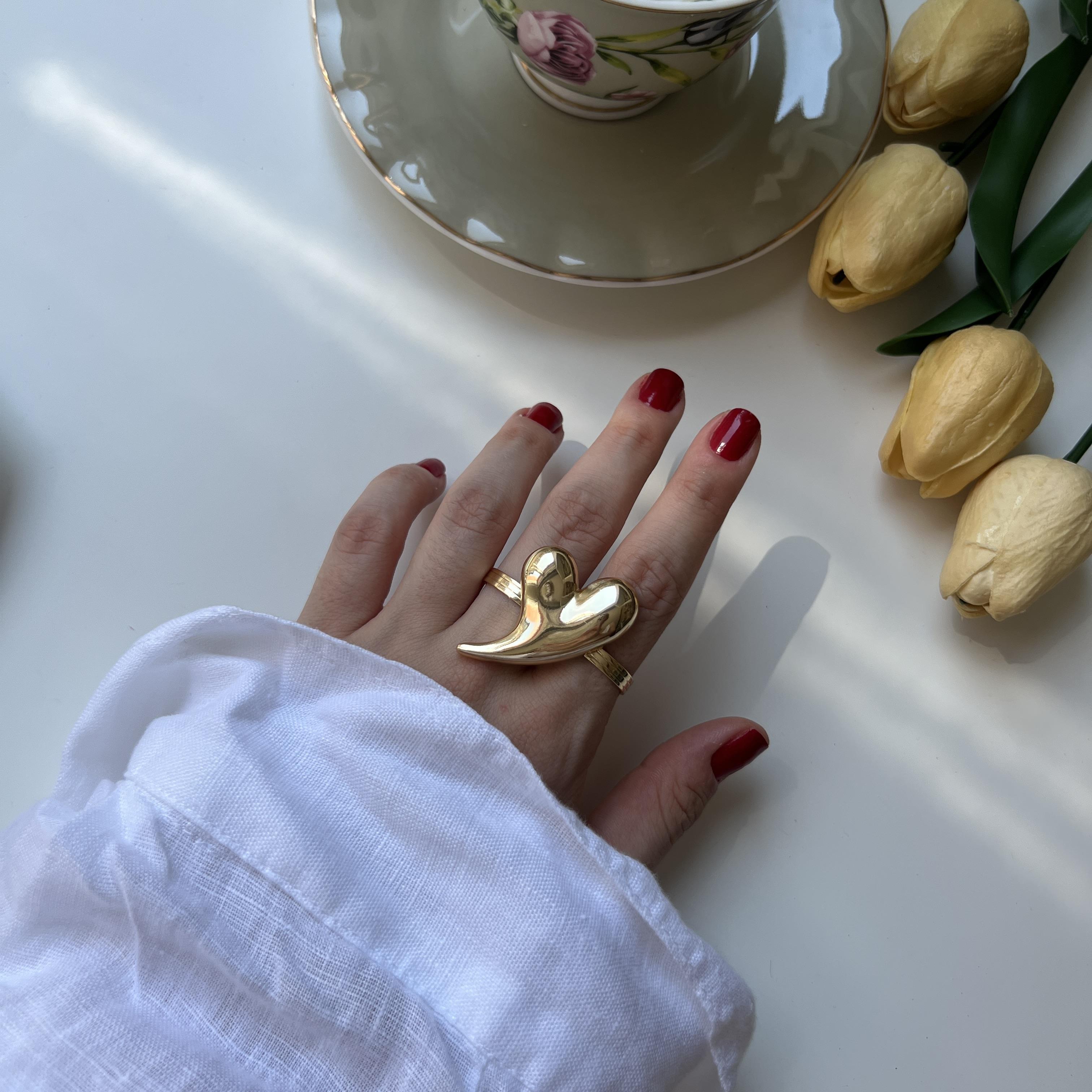 Gold Çift Kalp Yüzük