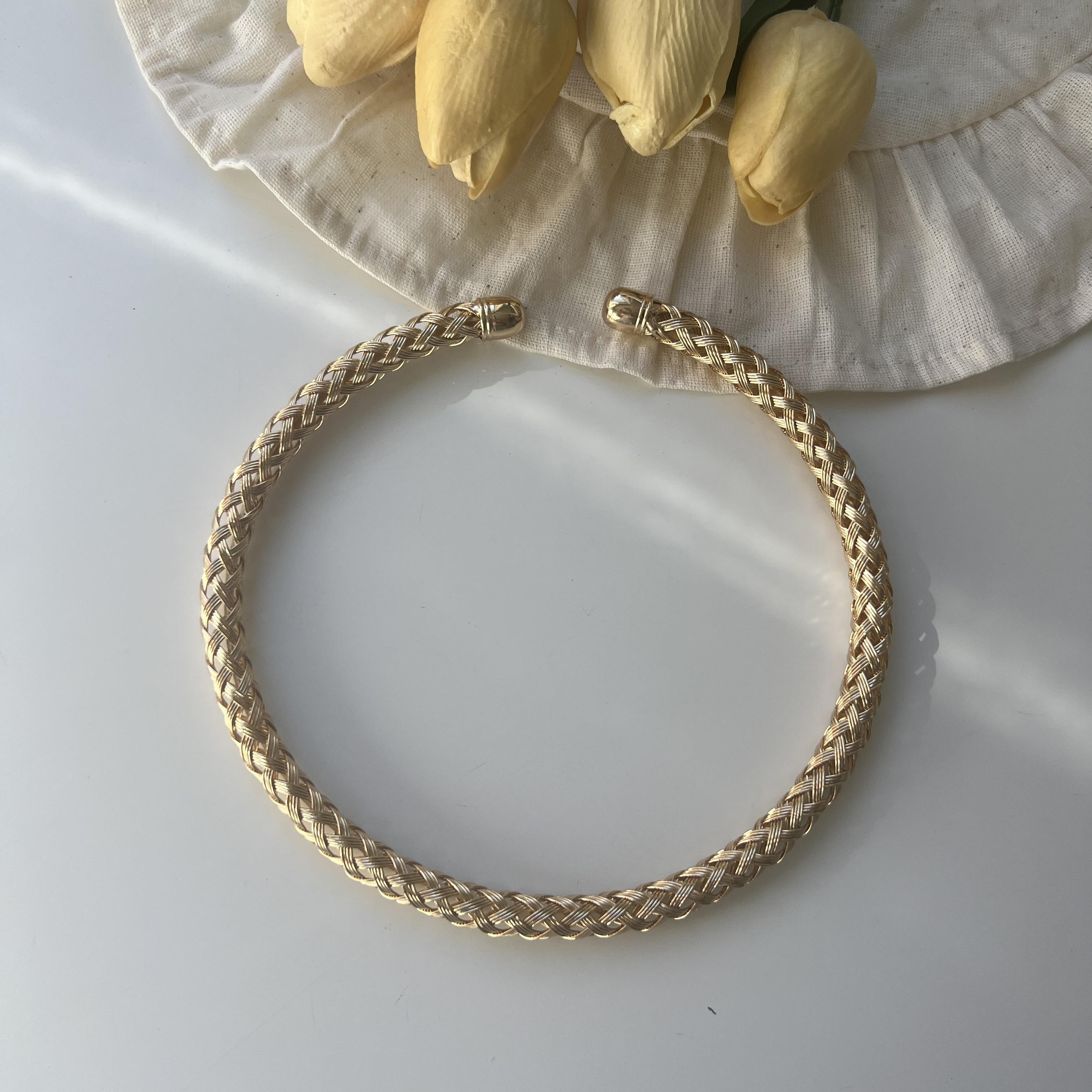 Gold Hasır Choker Kolye