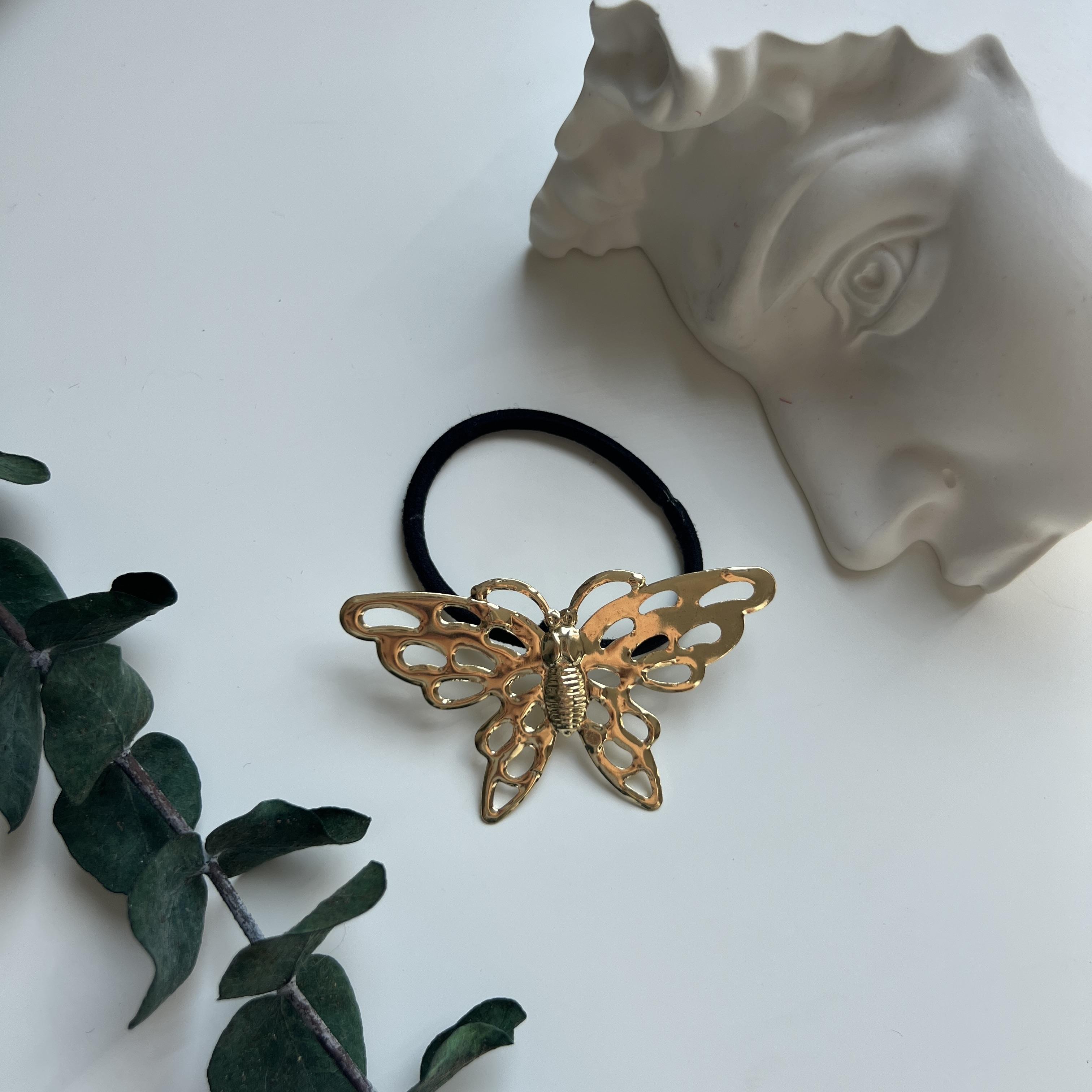 Gold İnce Kelebek Lastik Toka