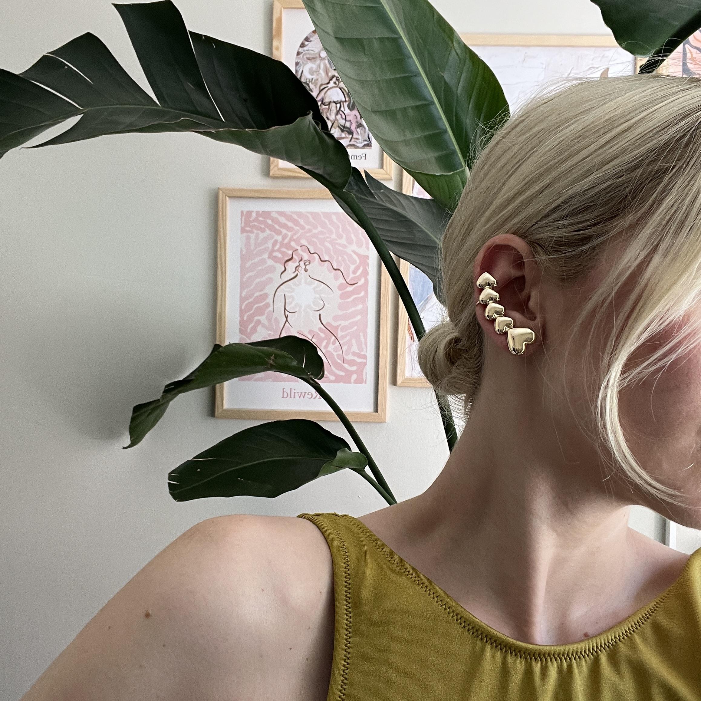 Gold Kalpli Earcuff Çift