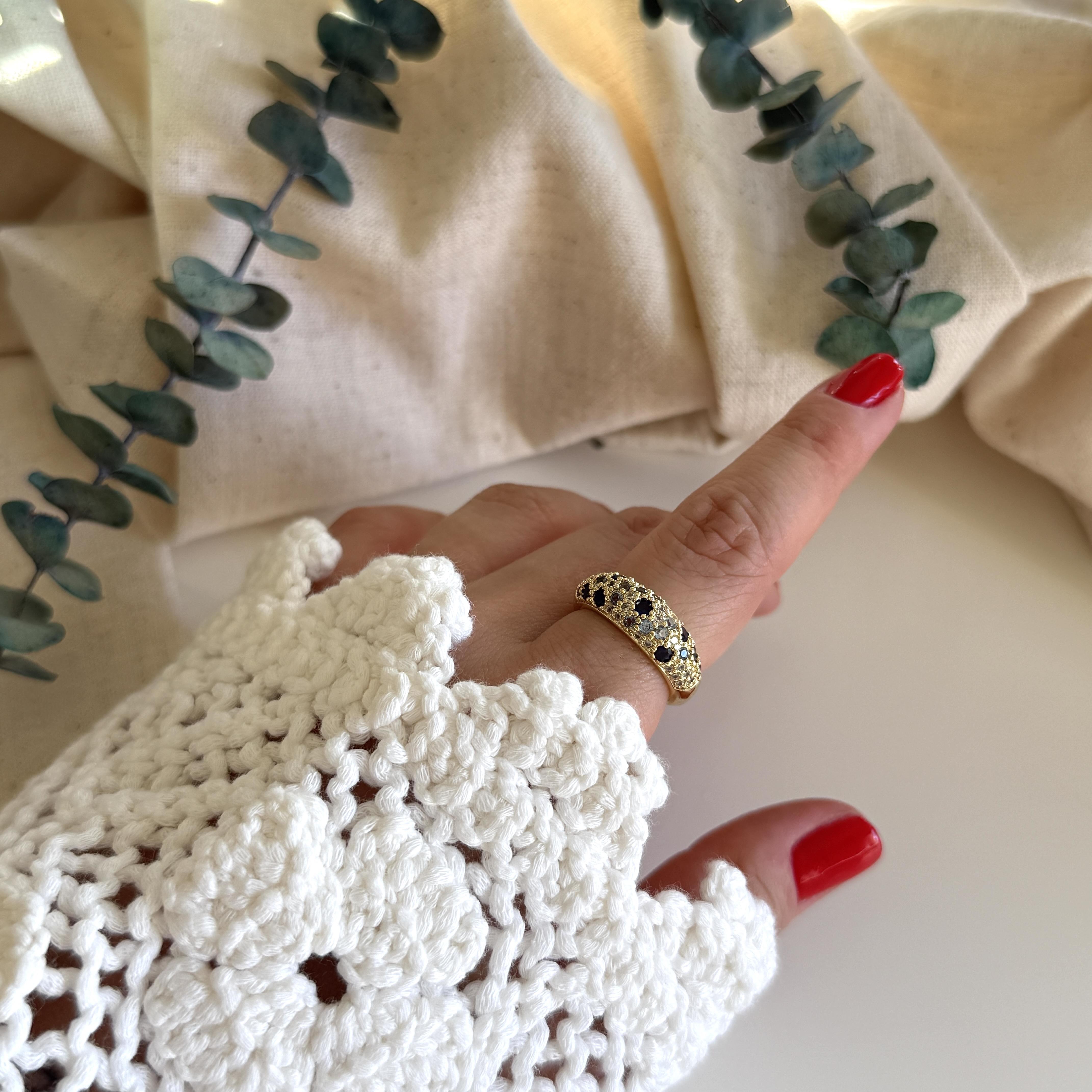 Gold Mavi Taşlı Yüzük