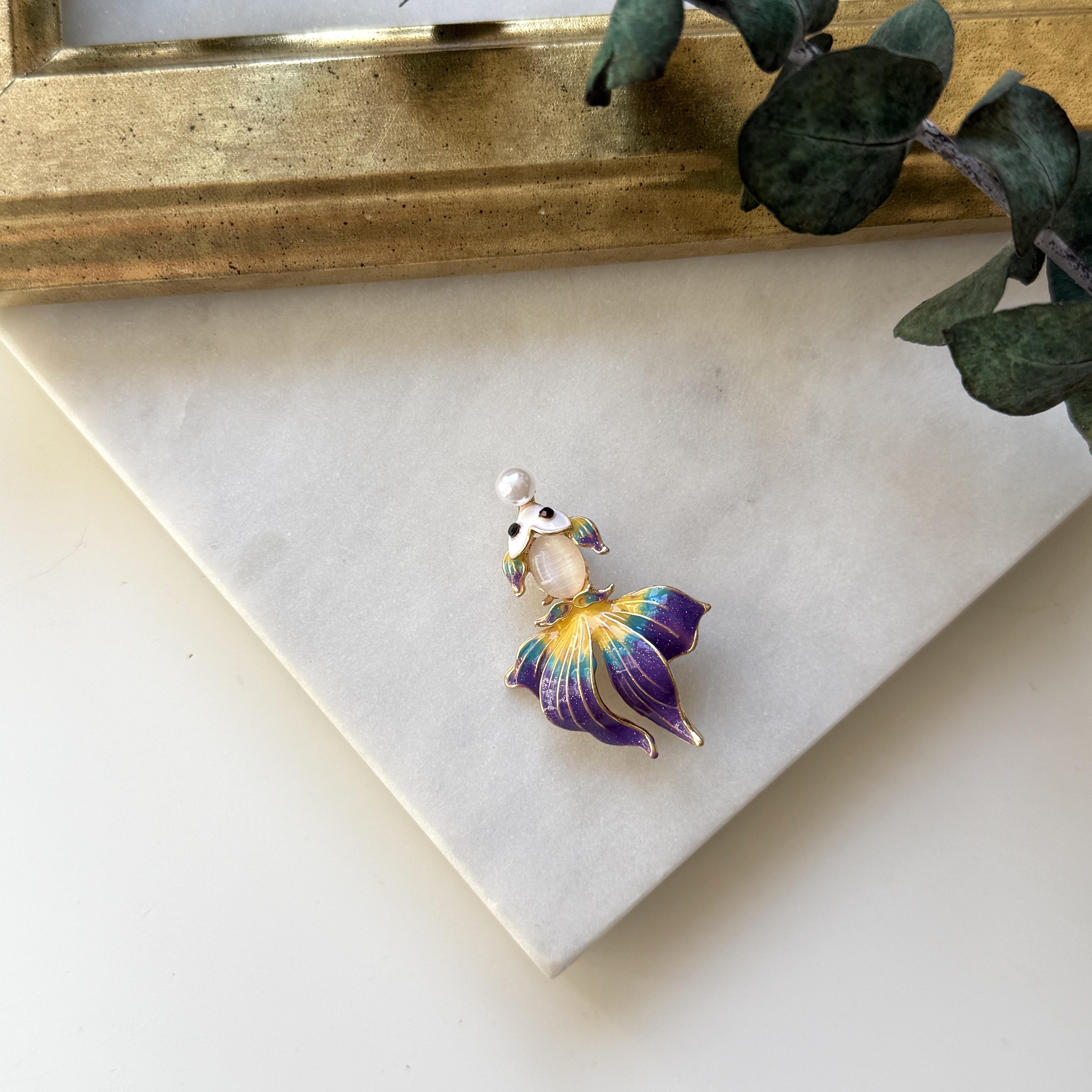 İncili Renkli Balık Broş
