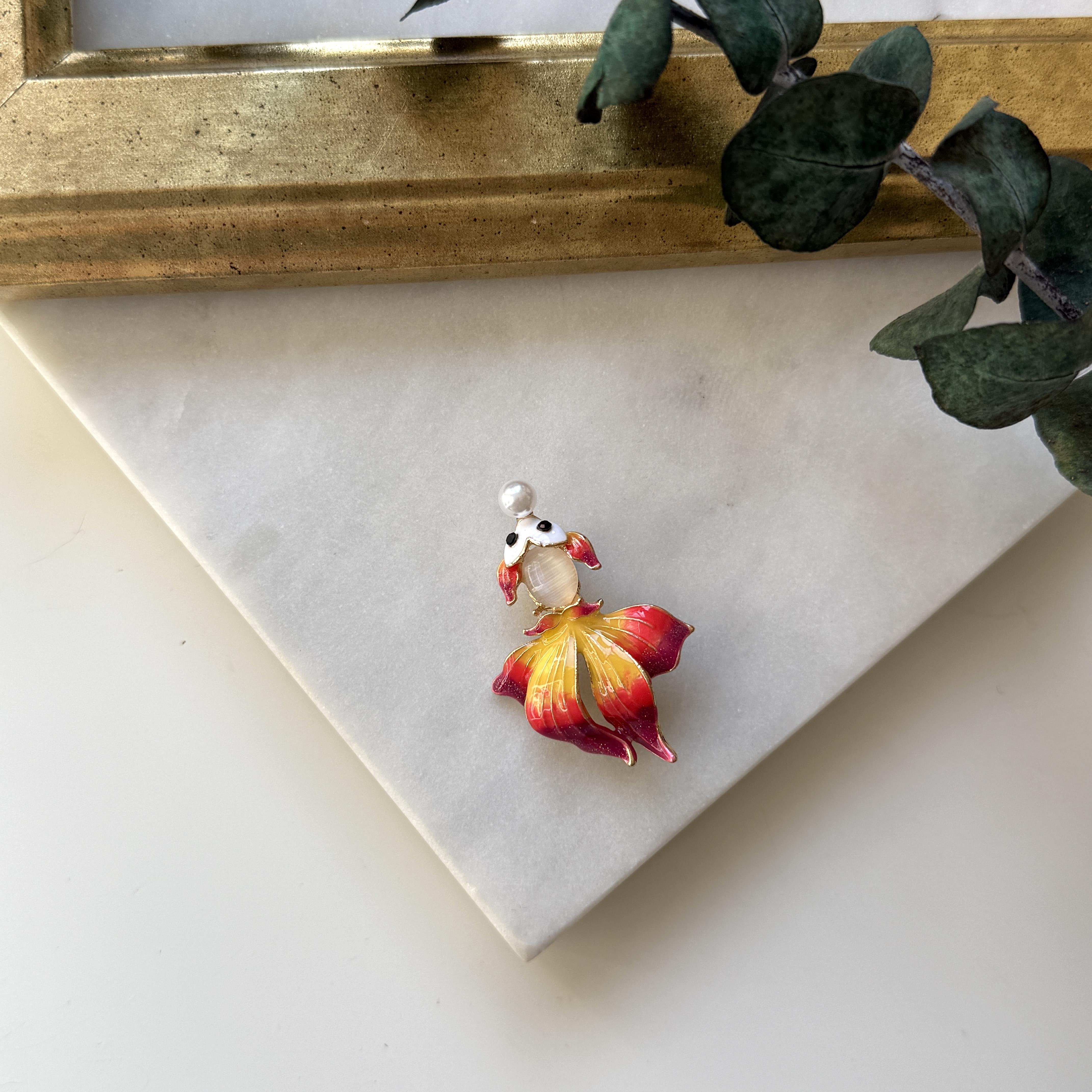 İncili Renkli Balık Broş