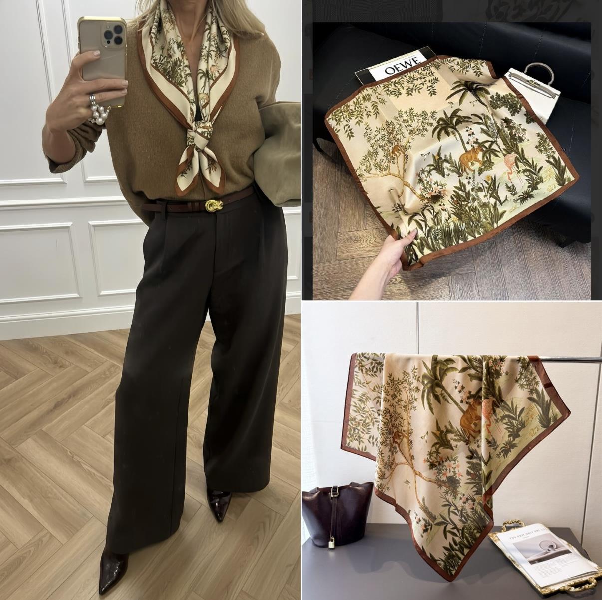 Kahverengi Safari Fular 70X70