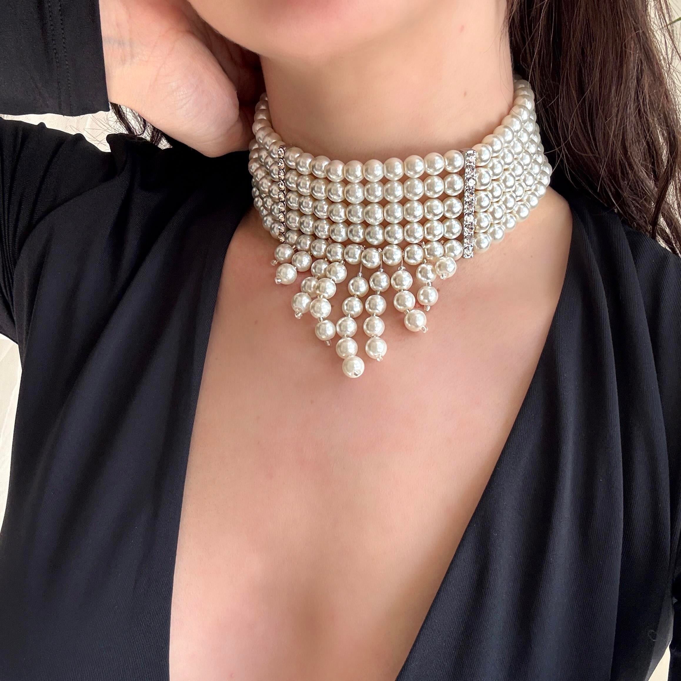 Kalın İnci Choker Kolye